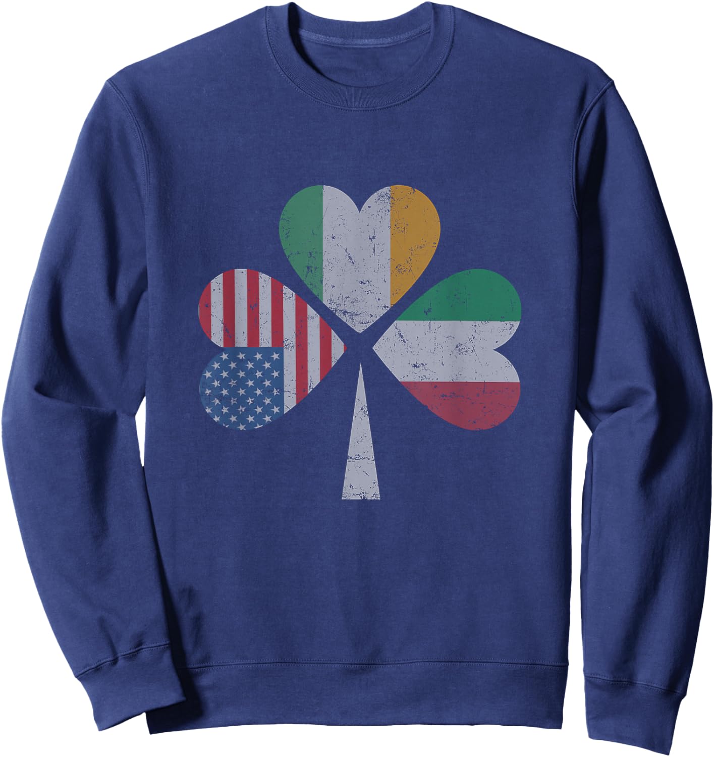 Irish Italian American Flag Ireland Italy USA Patrick's Day Women Kids Men Sweatshirt - Sweatshirt | Navy