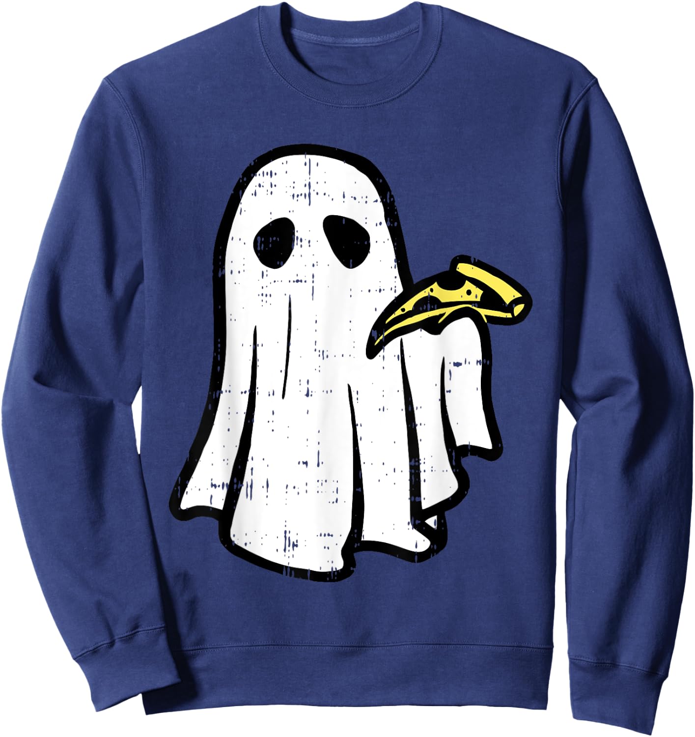 Ghost Eating Pizza Halloween Costume Ghoul Men Women Kids Sweatshirt - Sweatshirt | Navy