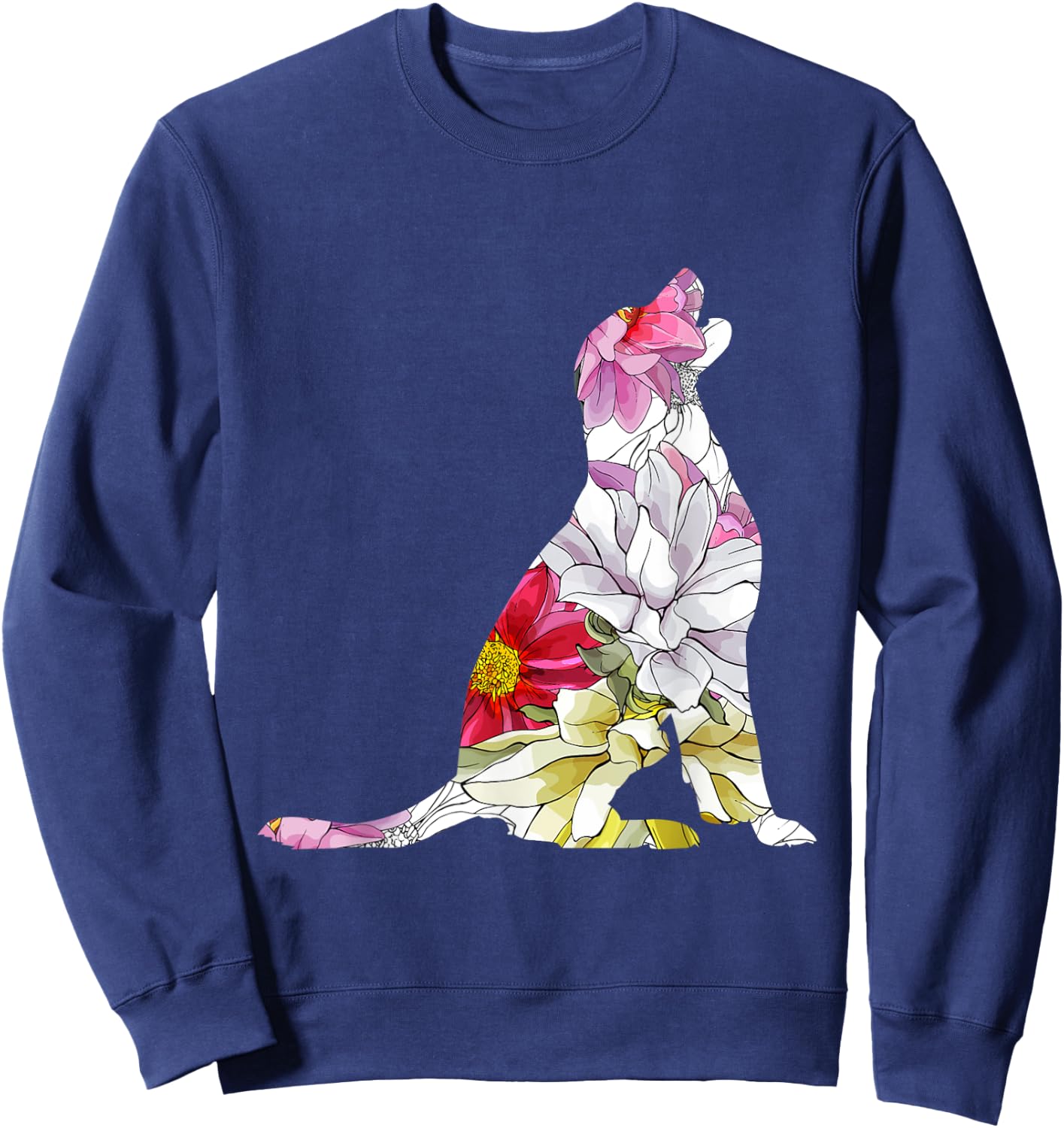 Floral Labrador - Botanical Flowers Dog Owner Pet Breeder Sweatshirt - Sweatshirt | Navy