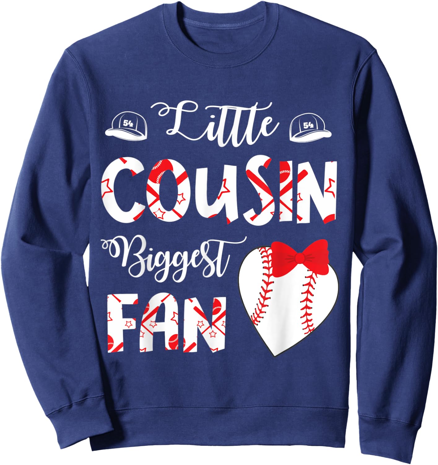 Big Baseball Heart Little Cousin Biggest Fan Player Lover Sweatshirt - Sweatshirt | Navy