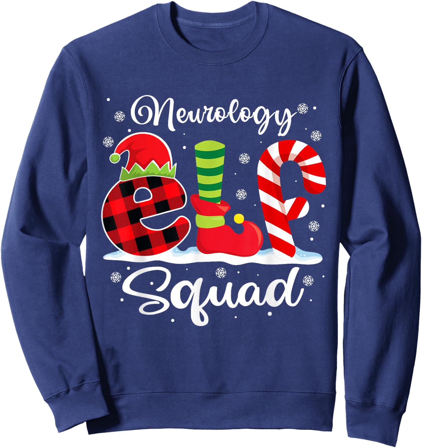 Neurology Elf Squad Christmas Neuro Nurse Matching Sweatshirt - Sweatshirt | Navy