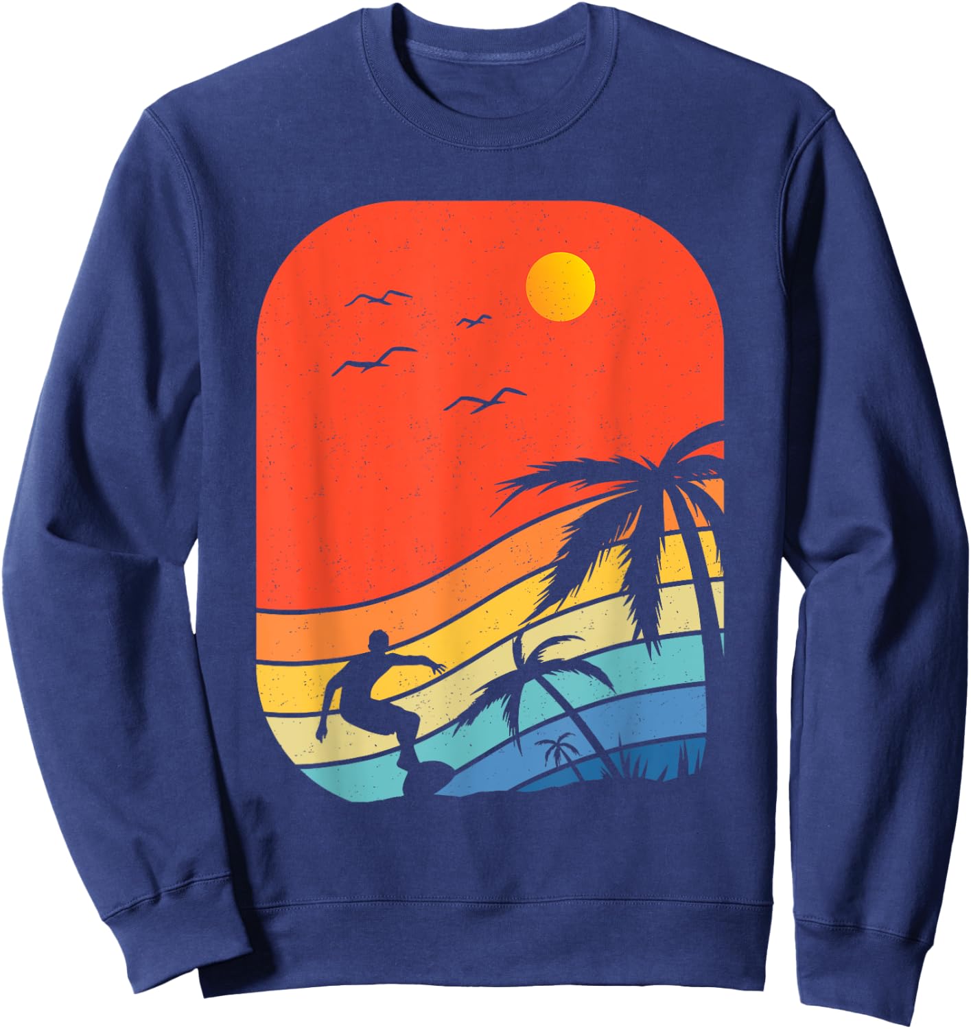 Vintage Surfer Retro Surfing Beach Surf Hawaiian Women Girls Kids Sweatshirt - Sweatshirt | Navy