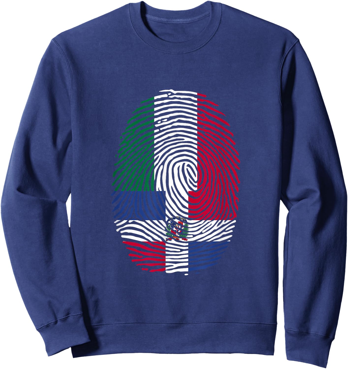 Dominican & Italy Fingerprint Half Italian Dominicana Roots Sweatshirt - Sweatshirt | Navy