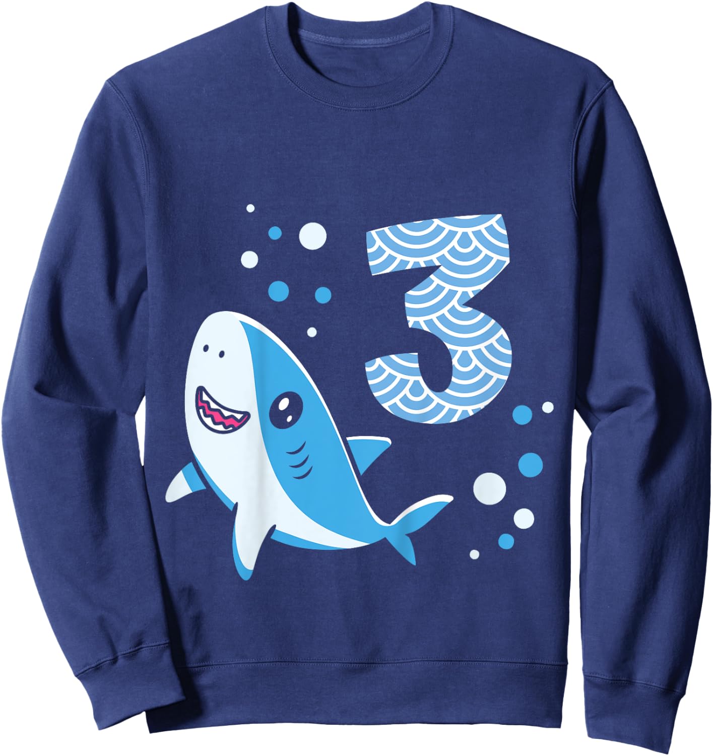 Kids 3rd Birthday Boys Shark 3 years Old Ocean Shark B-day Sweatshirt - Sweatshirt | Navy