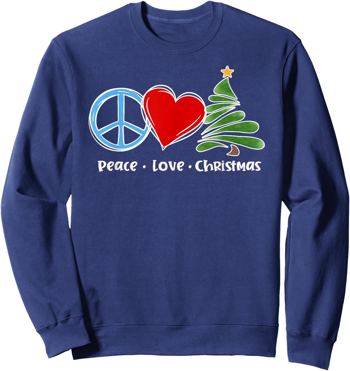 Cute Retro Peace Love Christmas Boho Christmas Sweatshirt - Sweatshirt | Navy