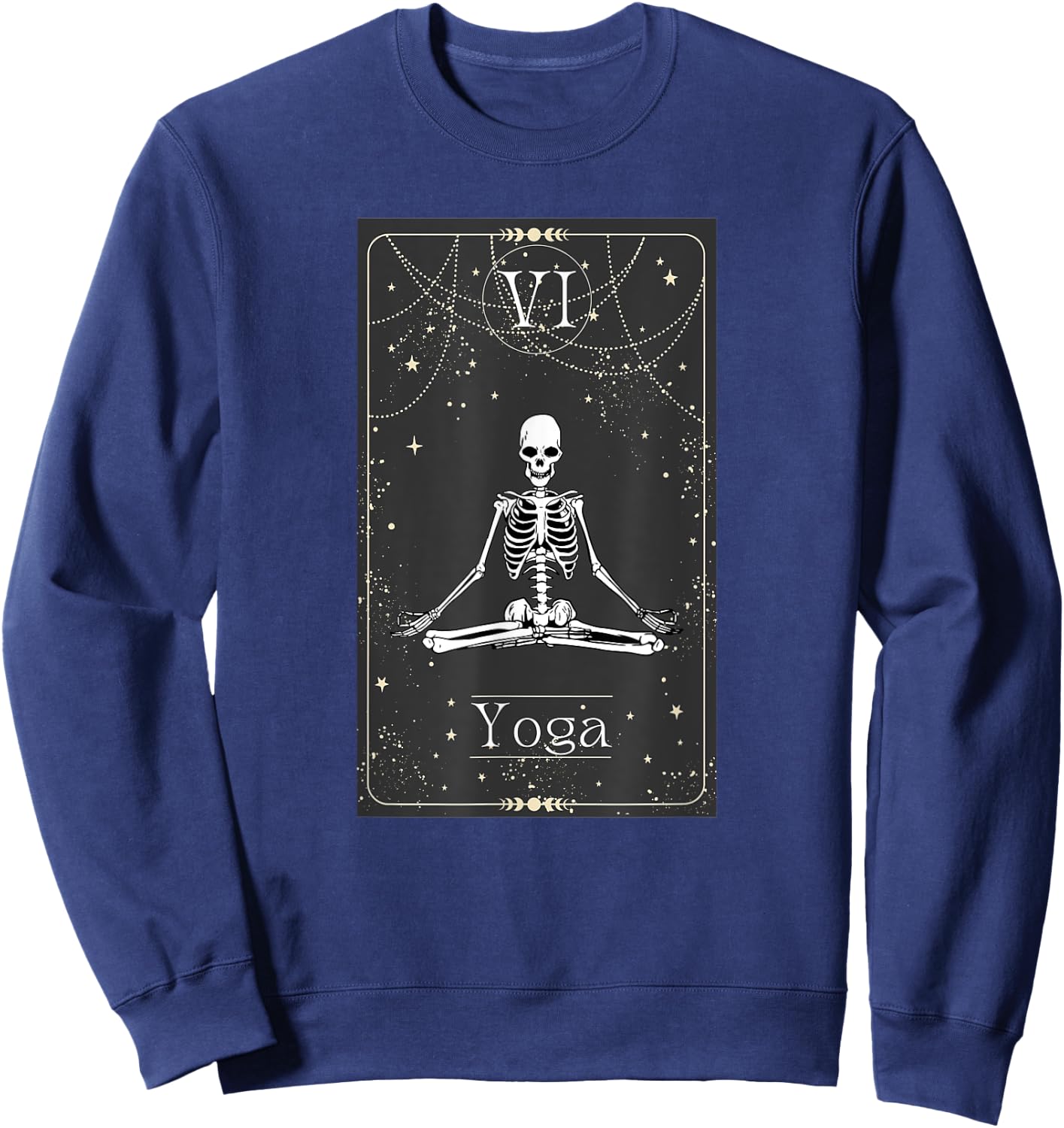 Skeleton Yoga Tarot Card Halloween Sweatshirt - Sweatshirt | Navy