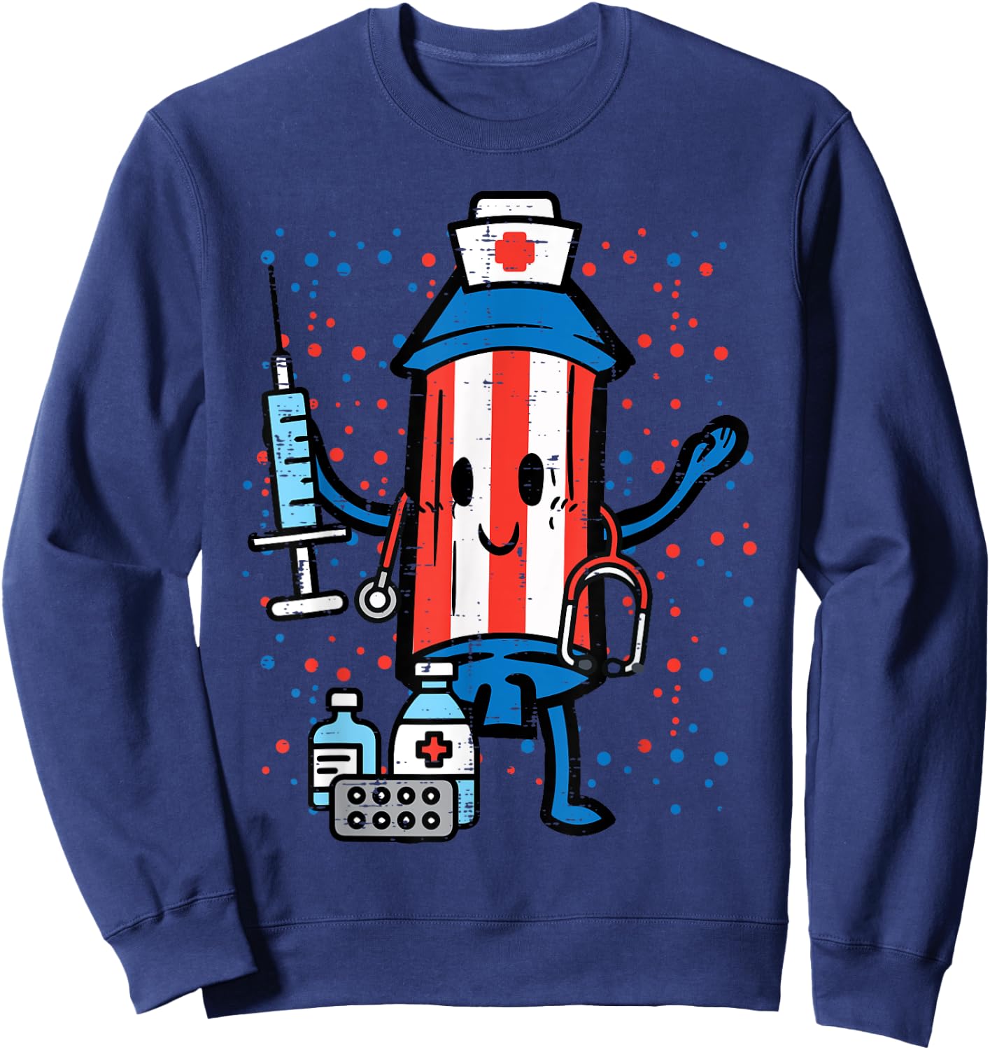 4th Of July Firecracker Nurse Funny America Scrub Top Women Sweatshirt - Sweatshirt | Navy
