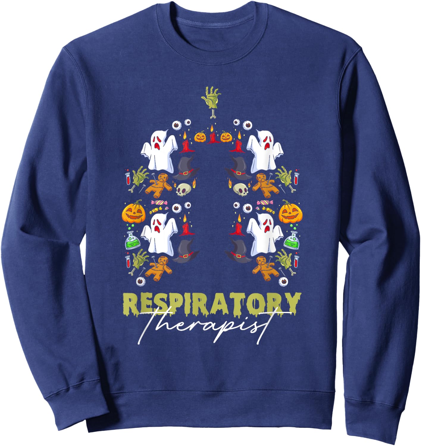 Spooky Respiratory Therapist Halloween Respiratory Therapy Sweatshirt - Sweatshirt | Navy