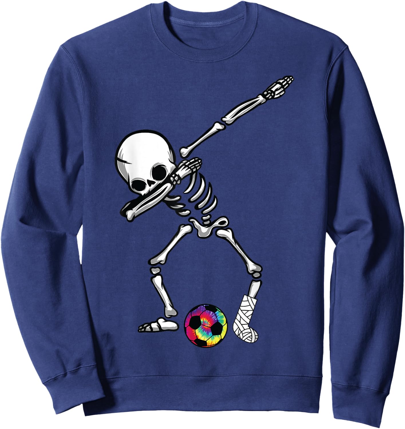 Soccer Dab dabbing broken leg plaster cast skeleton accident Sweatshirt - Sweatshirt | Navy