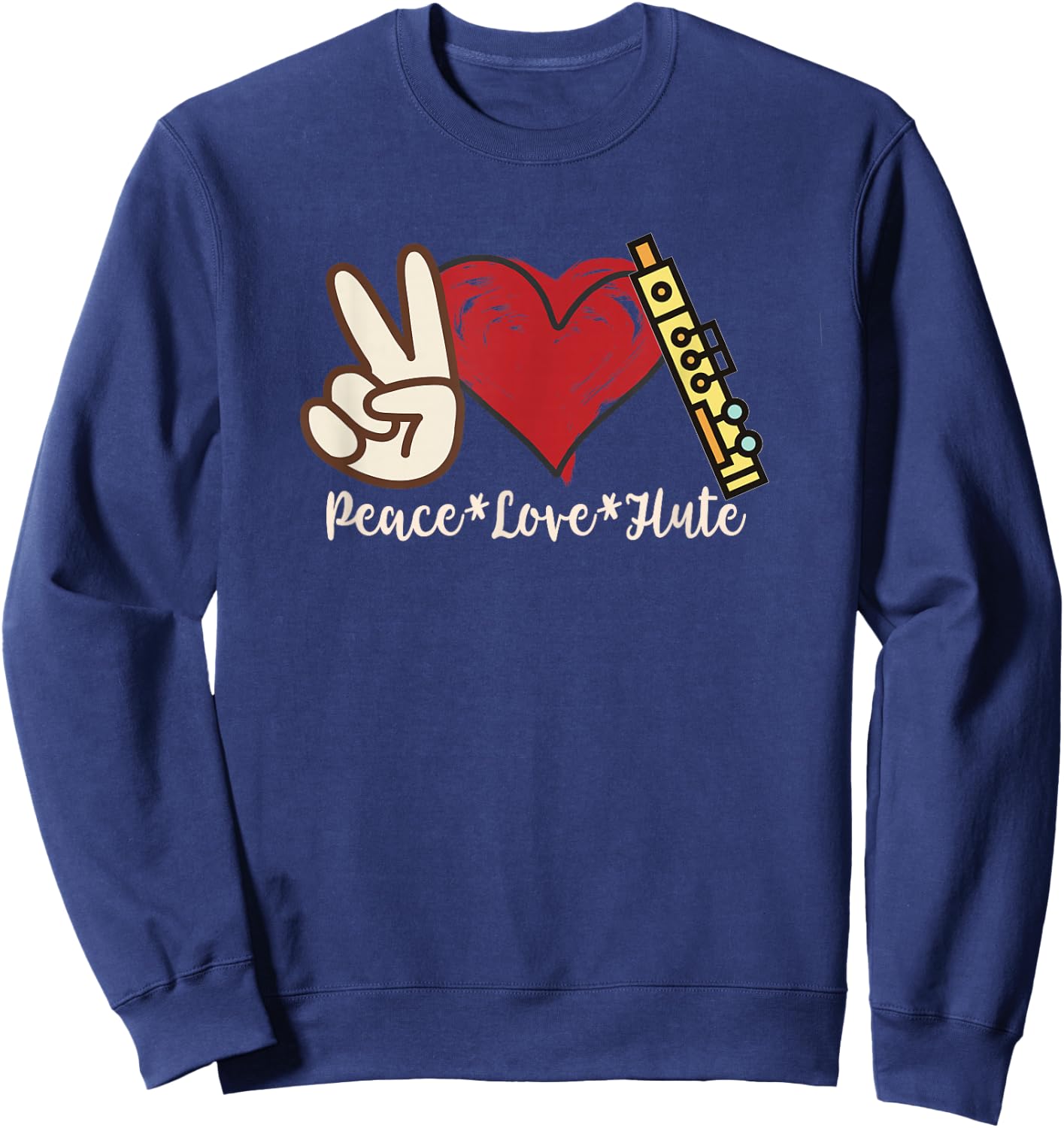 Peace Love Flute Sweatshirt - Sweatshirt | Navy