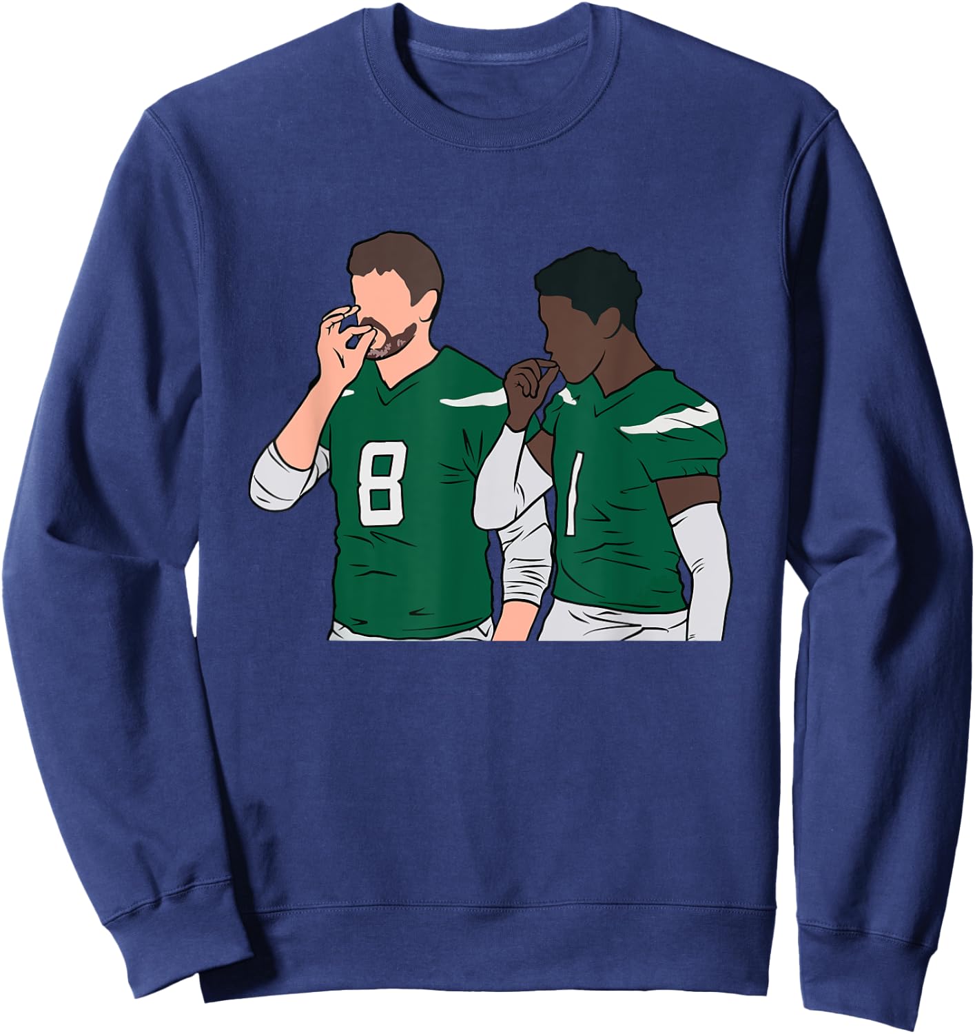 Rodgers and Gardner Handshake Meme Football Funny Sweatshirt - Sweatshirt | Navy