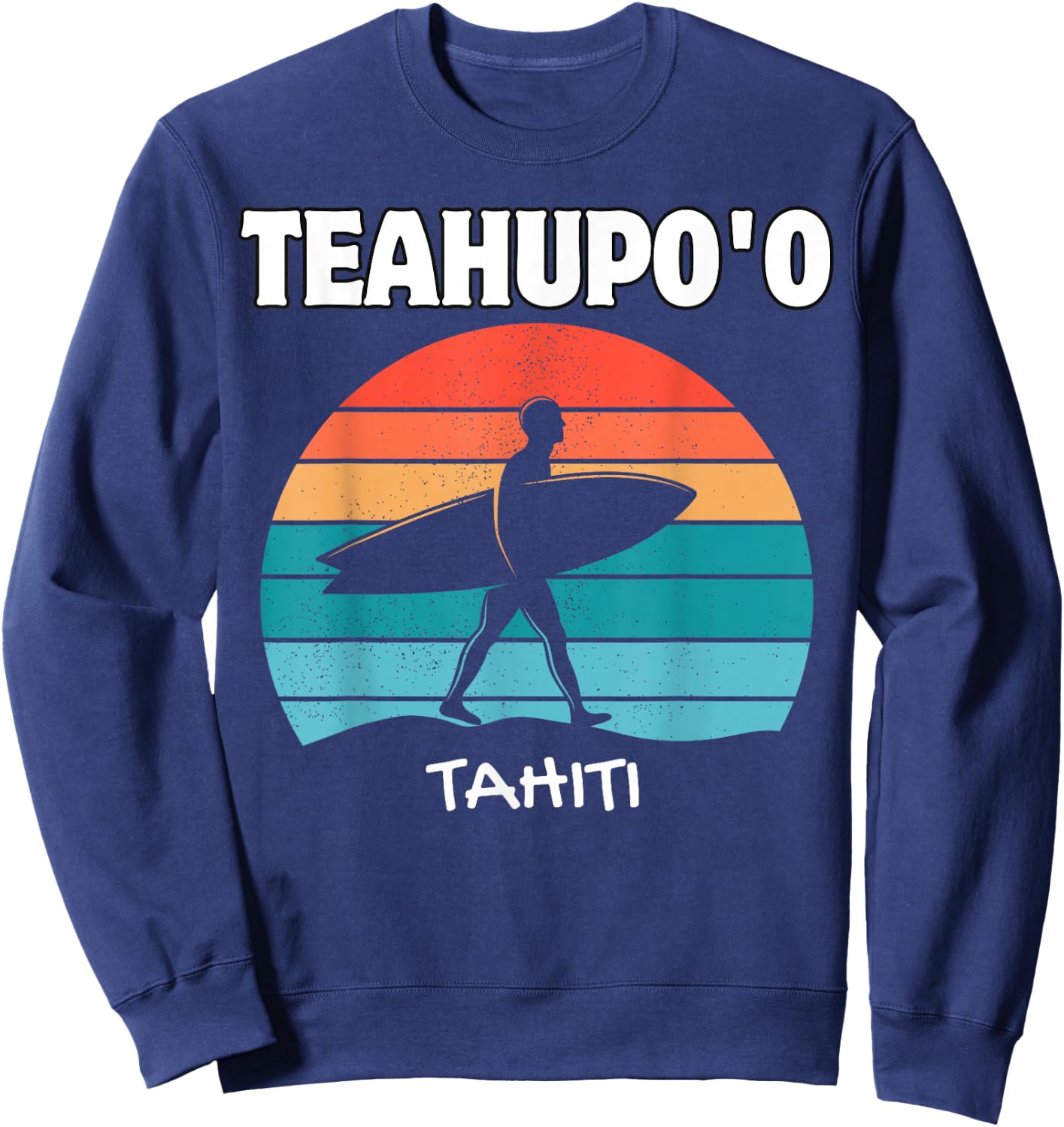 TEAHUPO'O TAHITI Surf Vintage Retro Surfing Sweatshirt - Sweatshirt | Navy
