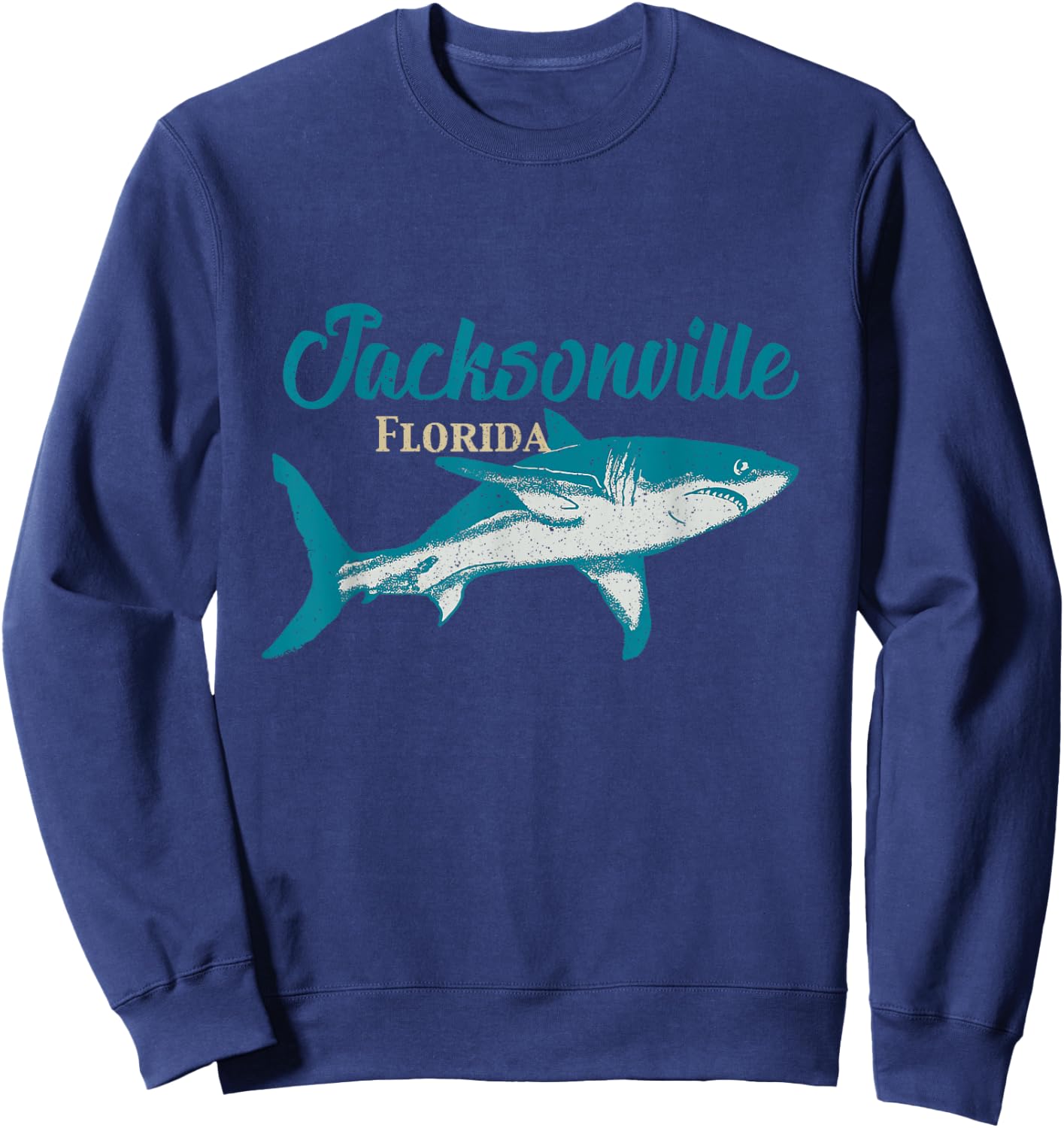 Vintage Distressed Jacksonville Florida Shark FL Souvenir Sweatshirt - Sweatshirt | Navy