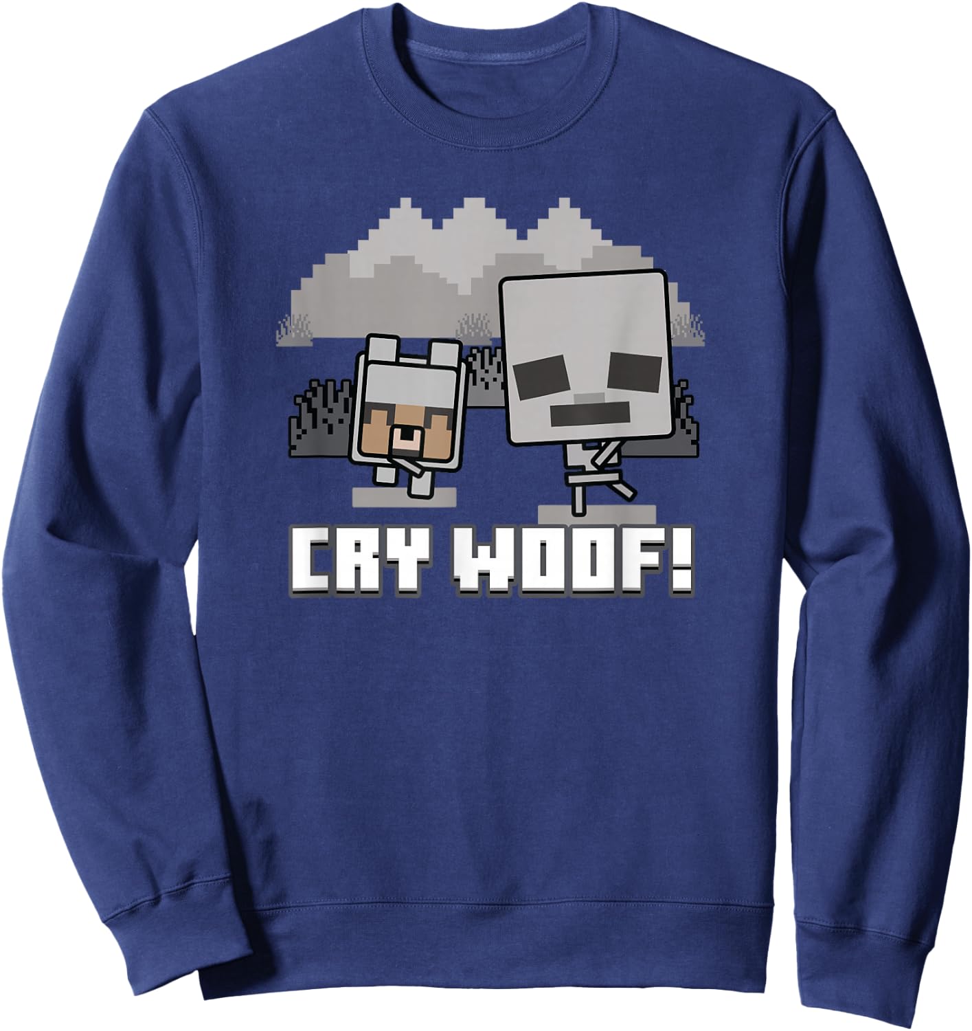 Minecraft Skeleton And Wolf Cry Woof! Poster Sweatshirt - Sweatshirt | Navy