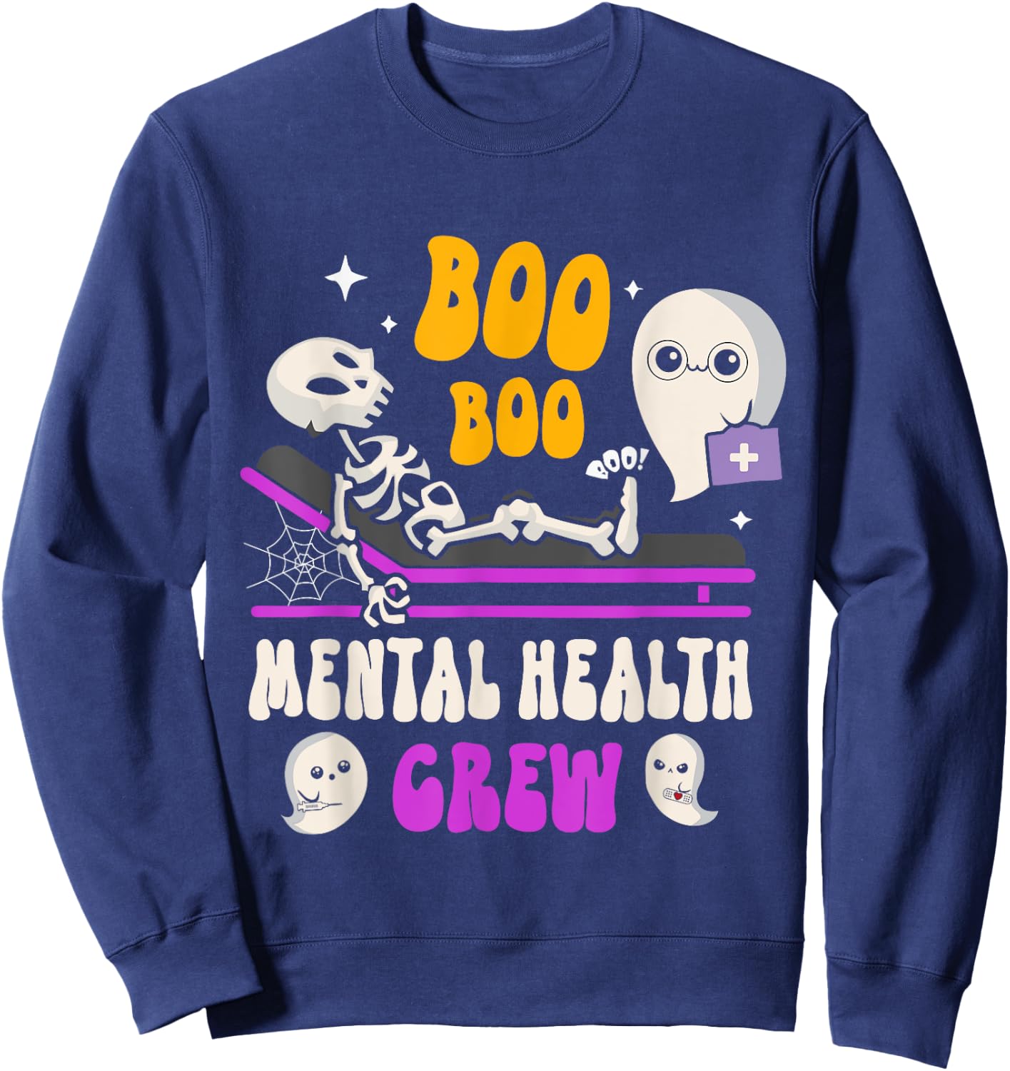 Mental Health Nurse Psych Boo Boo Crew Nursing Halloween Sweatshirt - Sweatshirt | Navy