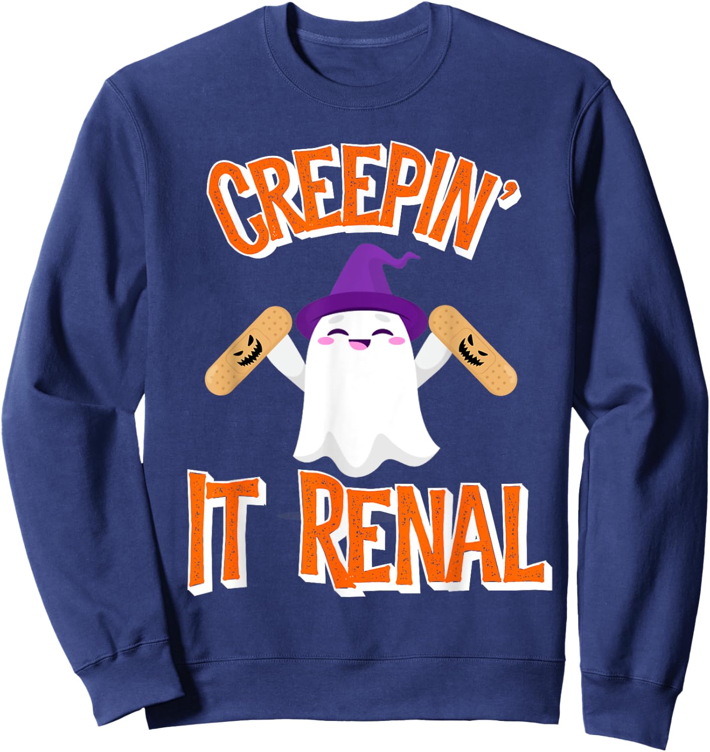 Halloween Dialysis Shirts Kidney Tech Nurse Creepin It Renal Sweatshirt - Sweatshirt | Navy