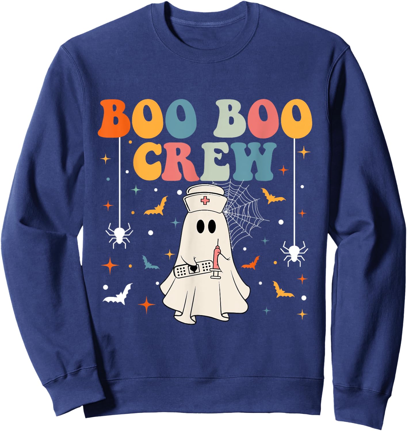 Groovy Boo Boo Crew For CNA ER RN LPN Funny Halloween Nurse Sweatshirt - Sweatshirt | Navy