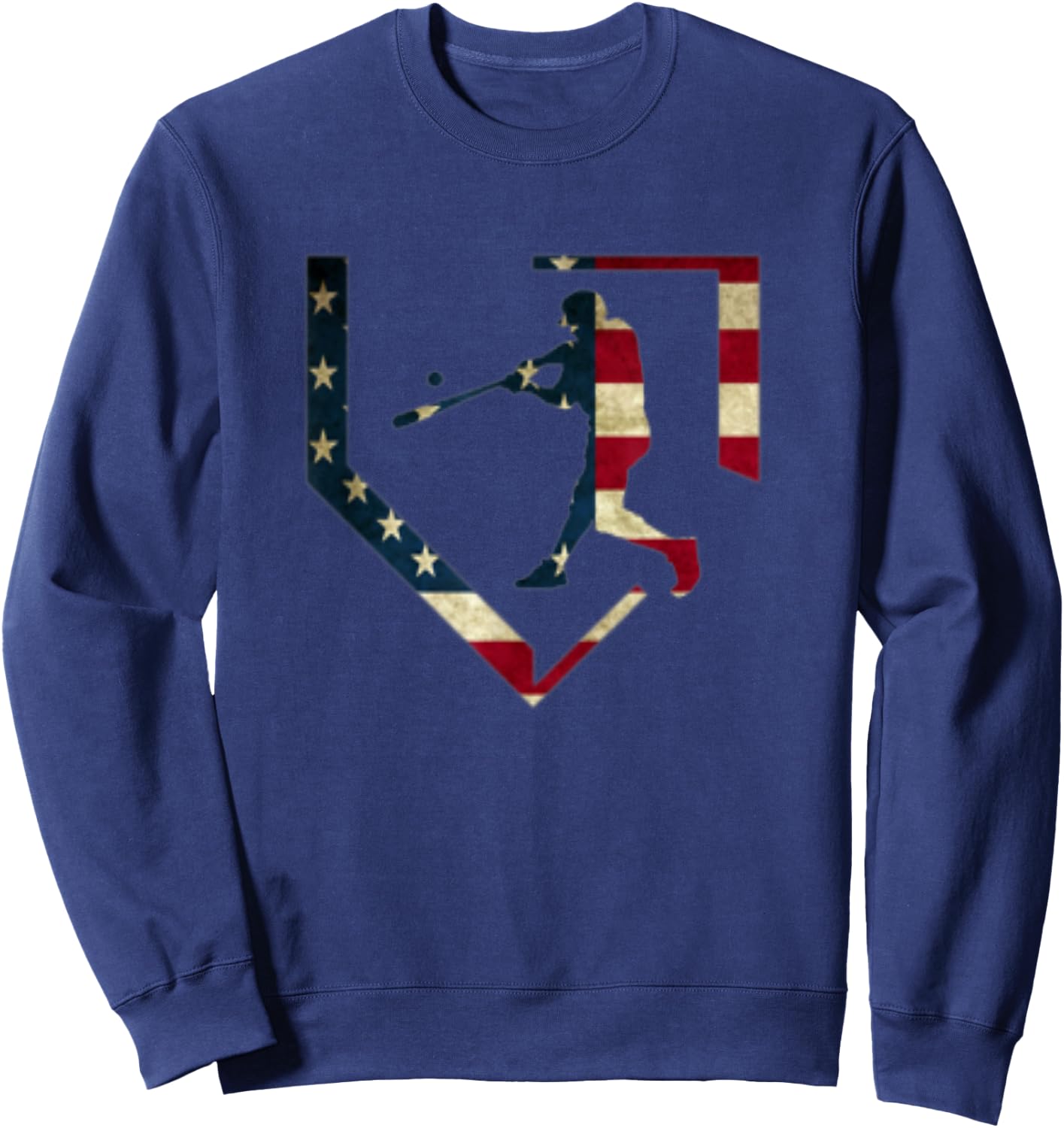 High School Baseball Season College Ball Player USA Flag Sweatshirt - Sweatshirt | Navy