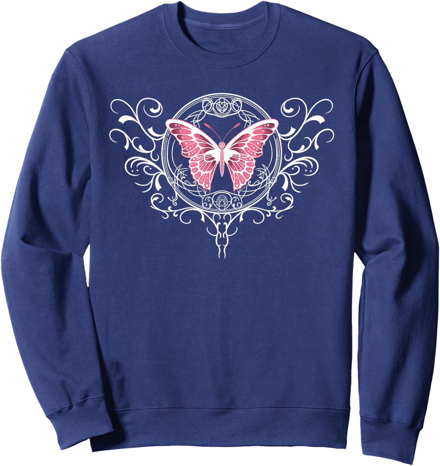 Fairycore Dark Grunge Tattoo Butterfly Y2K Aesthetic Sweatshirt - Sweatshirt | Navy