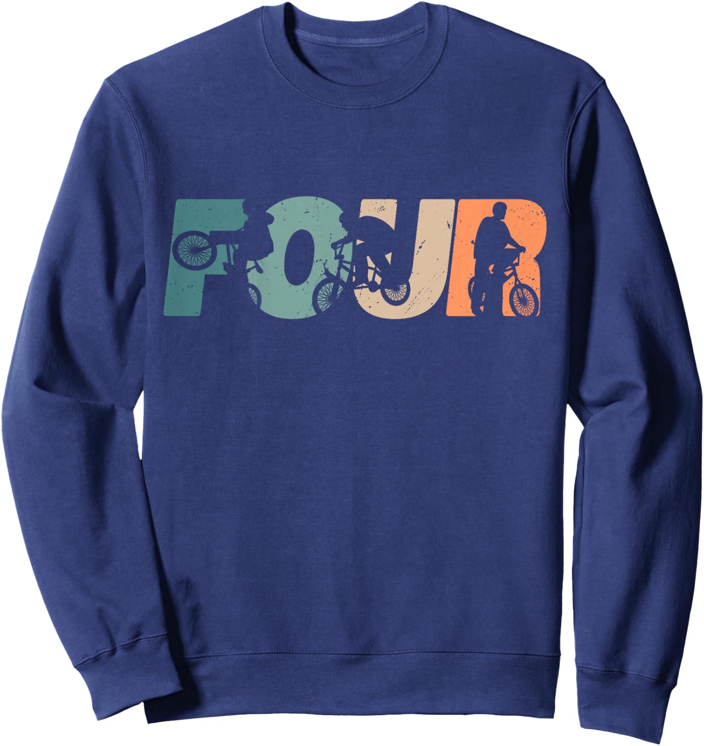 4 Year Old BMX Rider Birthday Party Boys Dirt Biking 4th Sweatshirt - Sweatshirt | Navy