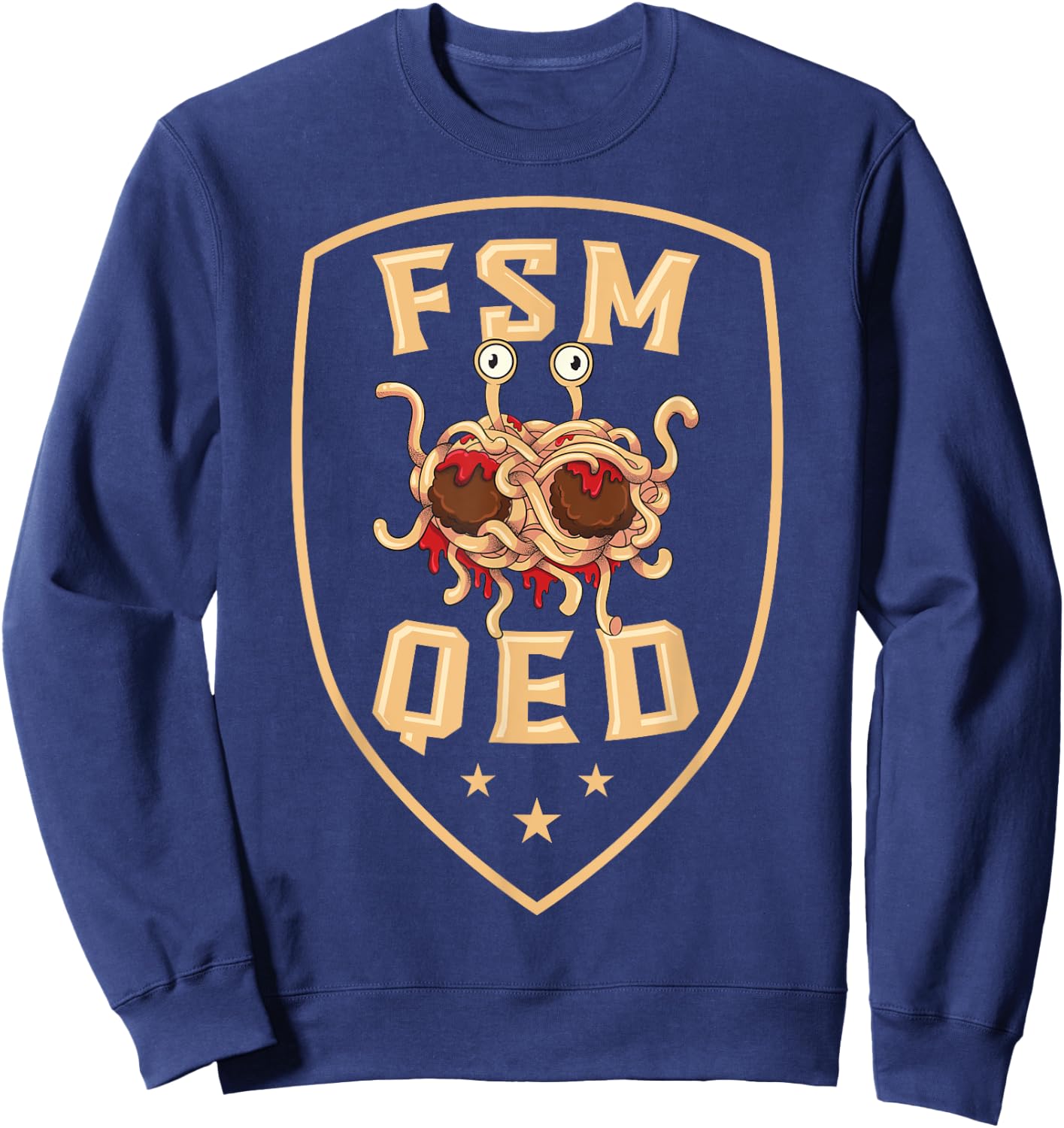 Flying Spaghetti Monster Pastafari Pastafarian FSM QED Sweatshirt - Sweatshirt | Navy