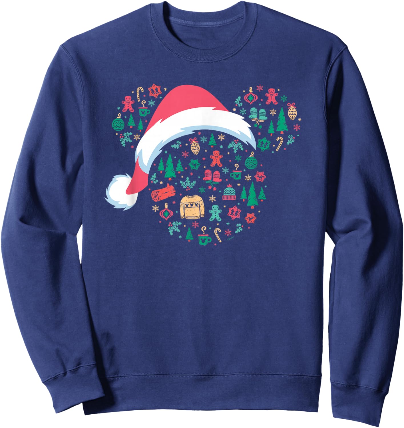Disney Mickey Mouse Head Icon Christmas Holiday Santa Hat Sweatshirt - Sweatshirt | Navy