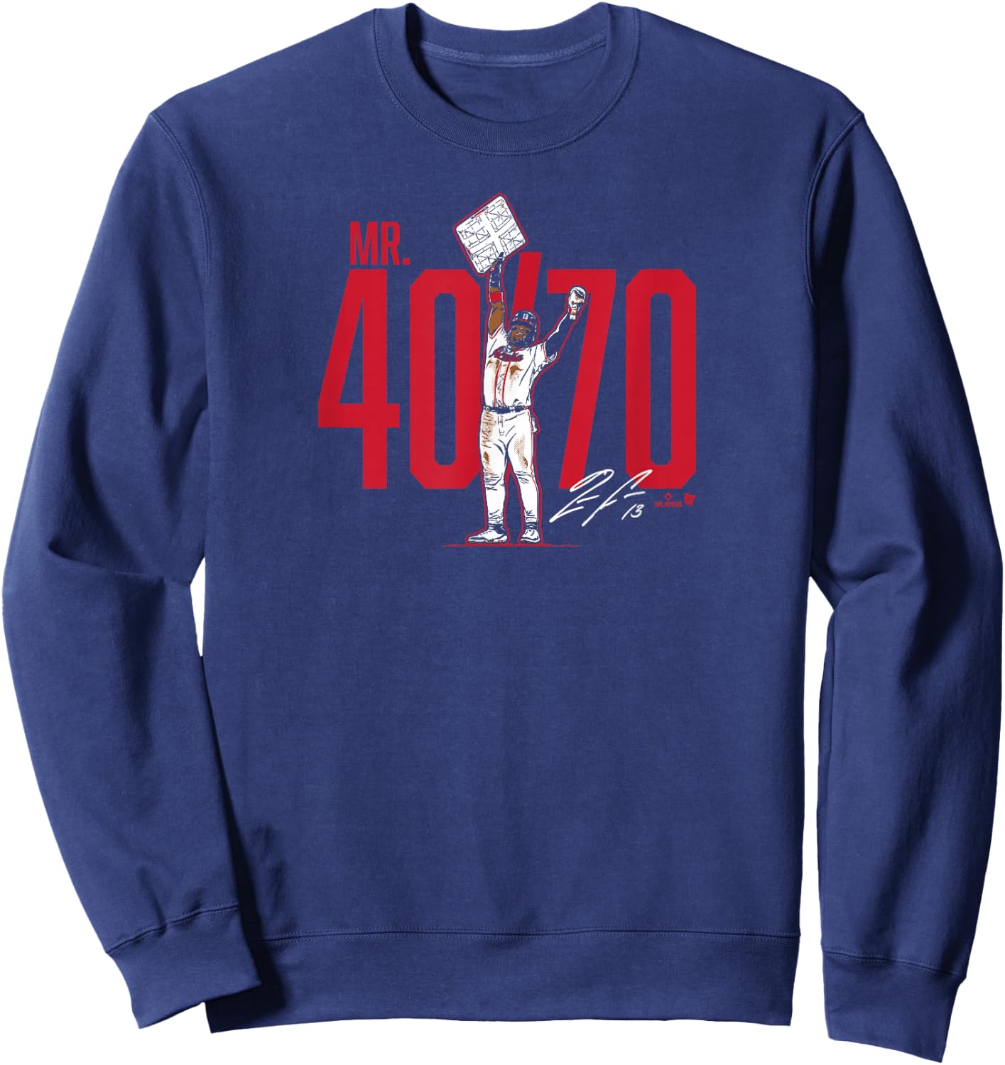 Ronald Acuña Jr. - Mr. 40/70 - Atlanta Baseball Sweatshirt - Sweatshirt | Navy