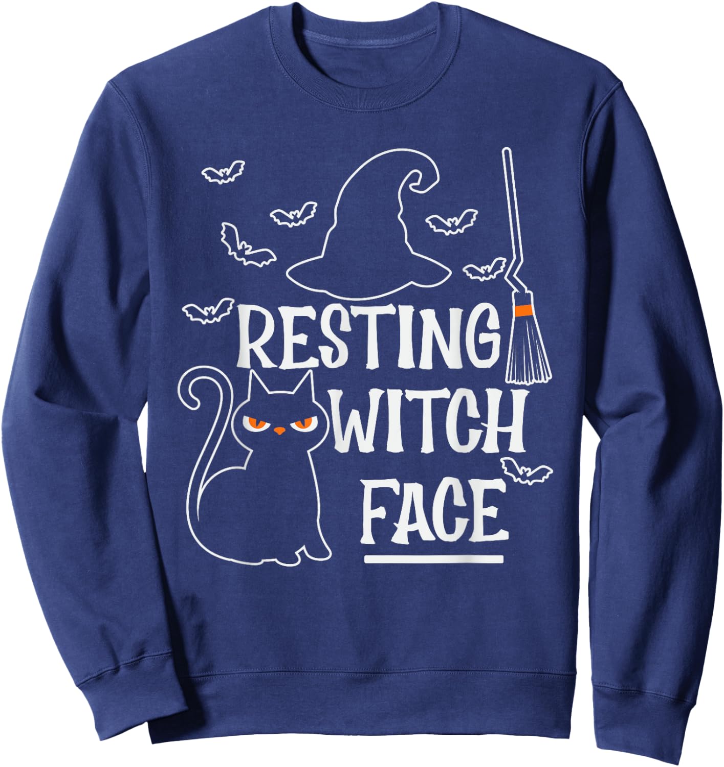 Resting Witch Face Halloween Design Sweatshirt - Sweatshirt | Navy