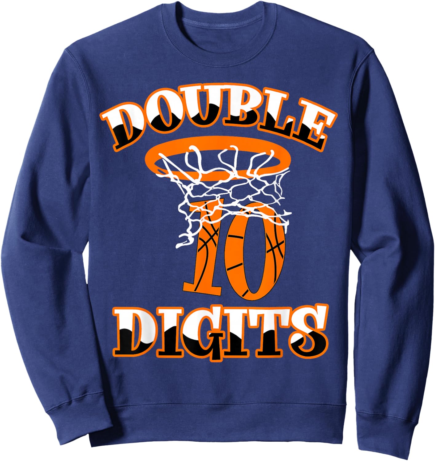 Double Digits Birthday Decorations Boy 10 Basketball 10th Sweatshirt - Sweatshirt | Navy