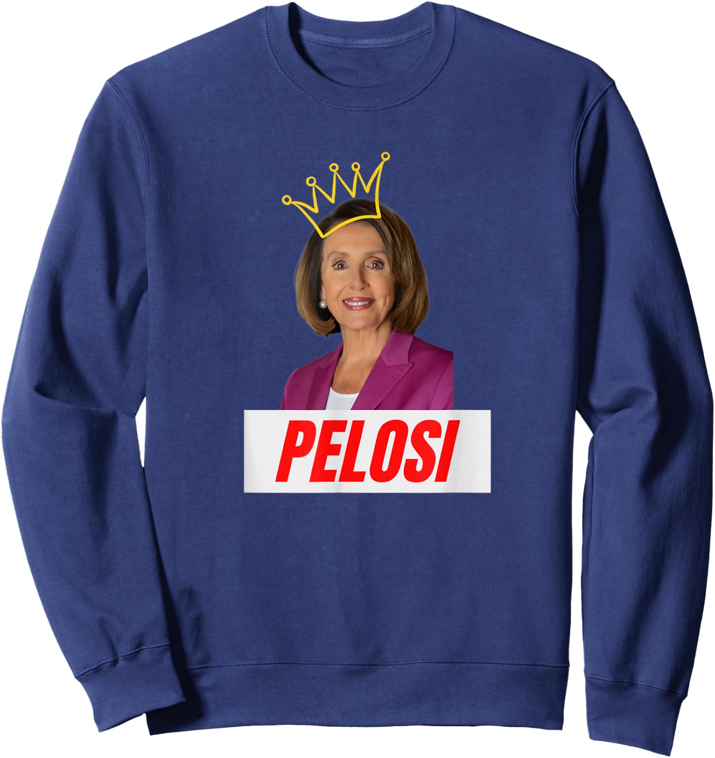 Congress Nancy Pelosi with Crown Letter Box Name Sweatshirt - Sweatshirt | Navy