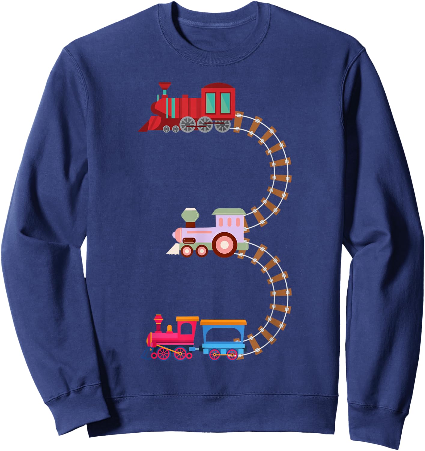 Kids Train 3rd Birthday Fun Train Theme 3rd Birthday Party Sweatshirt - Sweatshirt | Navy