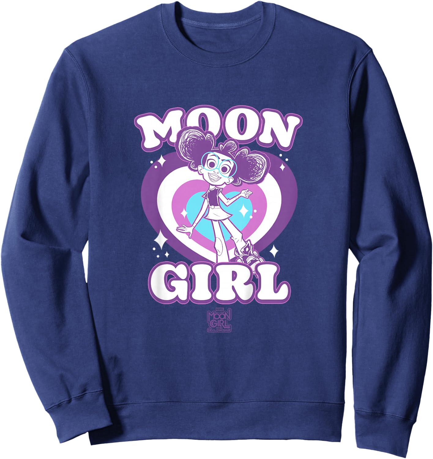 Kids Marvel Moon Girl And Devil Dinosaur Moon Girl Retro Hearts Sweatshirt - Sweatshirt | Navy