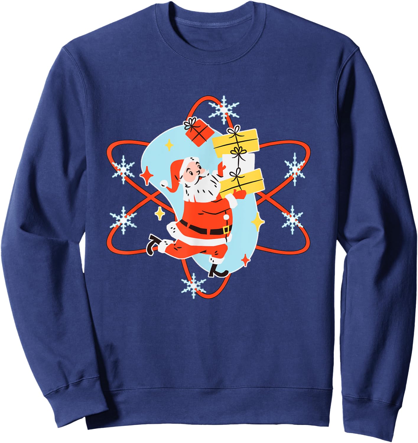Retro Christmas Mid Century Modern Atomic Santa Claus Sweatshirt - Sweatshirt | Navy