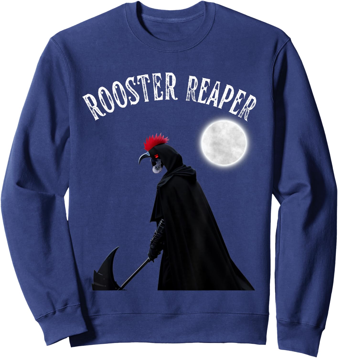 Halloween Scary Chicken Rooster Reaper Goth Farmer Sweatshirt - Sweatshirt | Navy