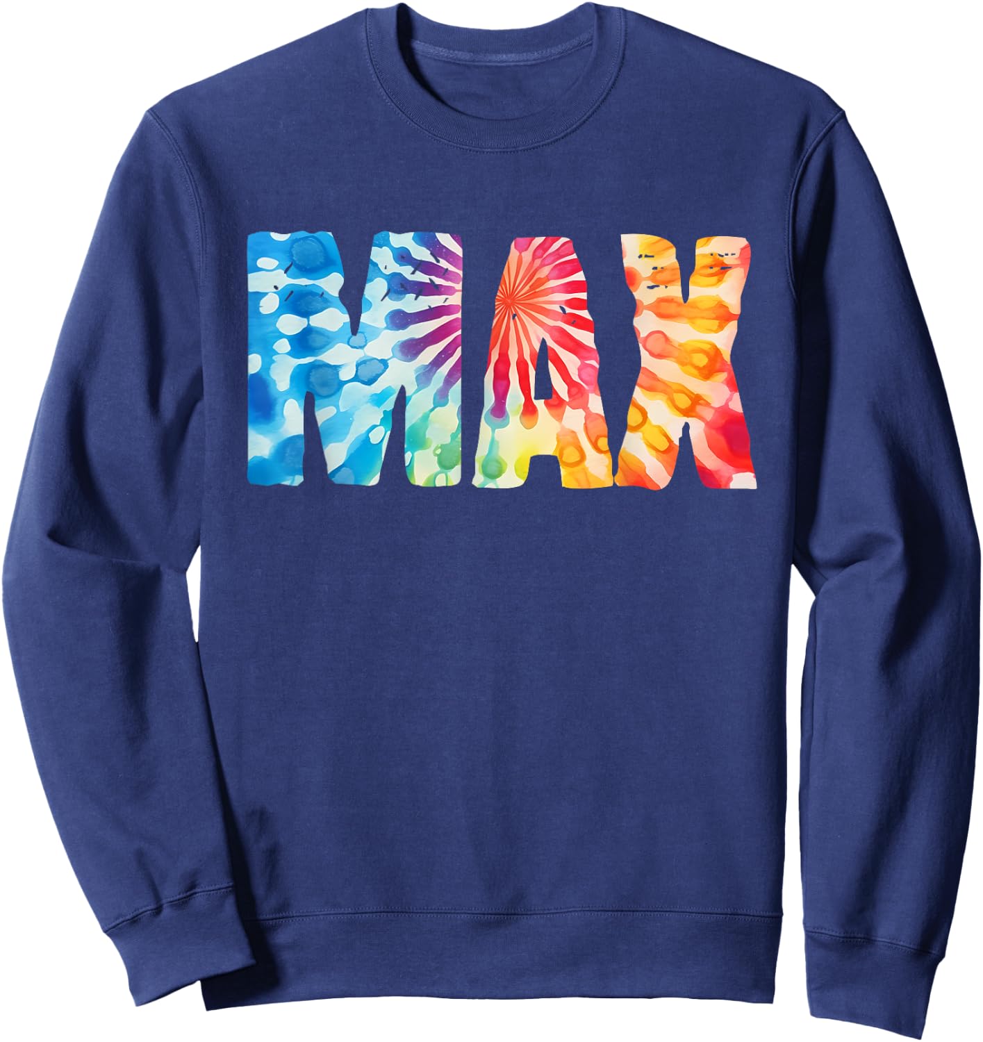Max Tie Dye Color Burst Name Sweatshirt - Sweatshirt | Navy