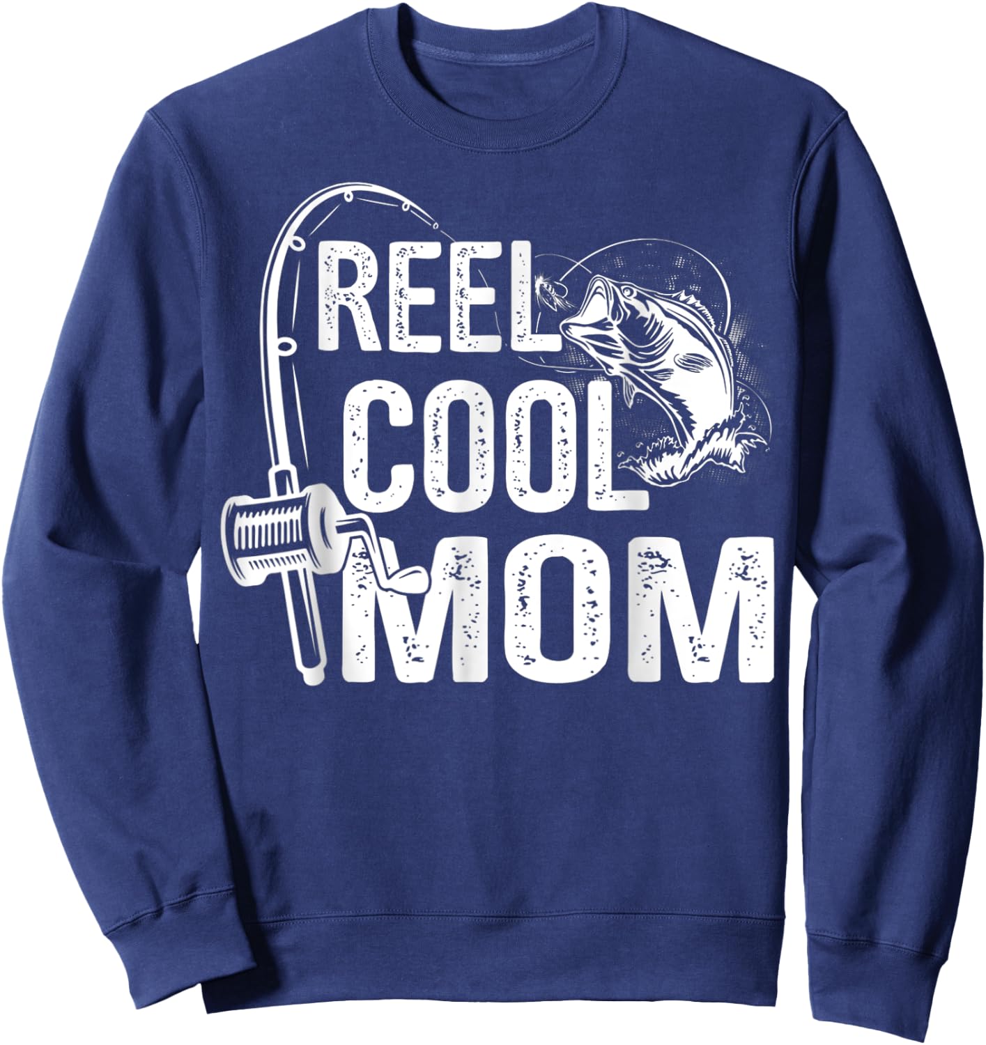 Reel Cool Mom Fisherwoman Fishing Lover For Mother's Day Sweatshirt - Sweatshirt | Navy
