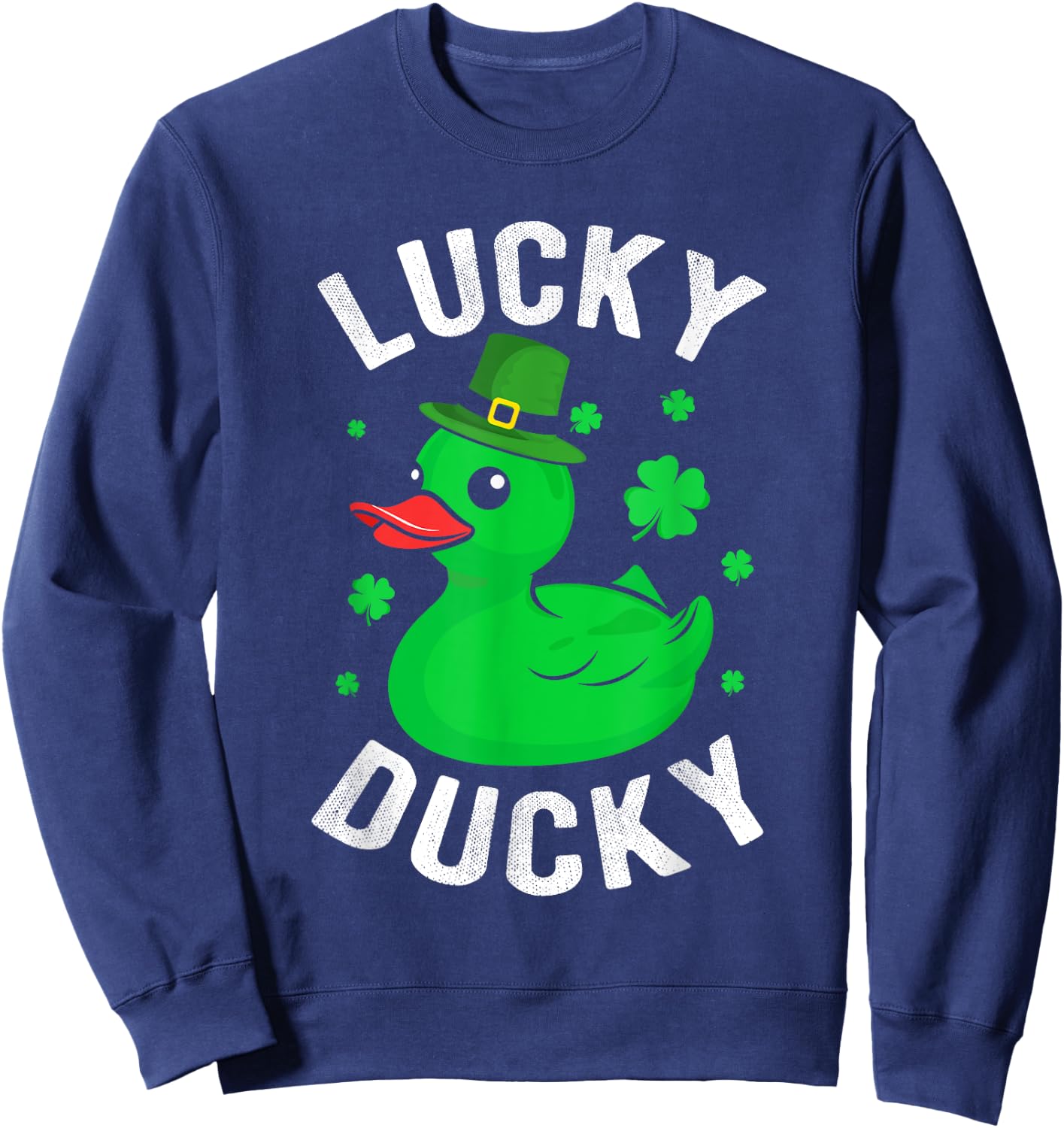 Lucky Ducky Clover St Patrick's Day Beer Ireland Irish Sweatshirt - Sweatshirt | Navy