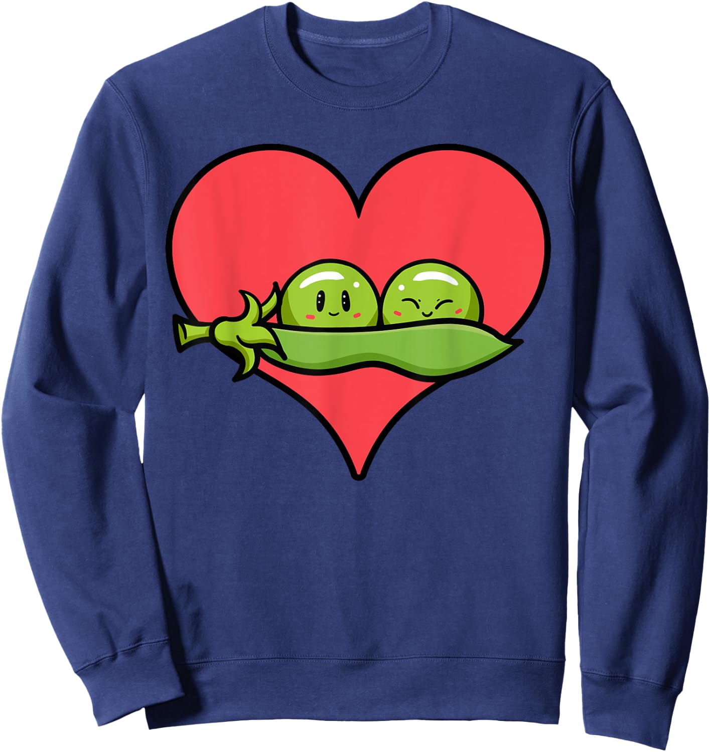 Pea Heart Vegetarian Seed Pod Flowering Plant Vegans Sweatshirt - Sweatshirt | Navy