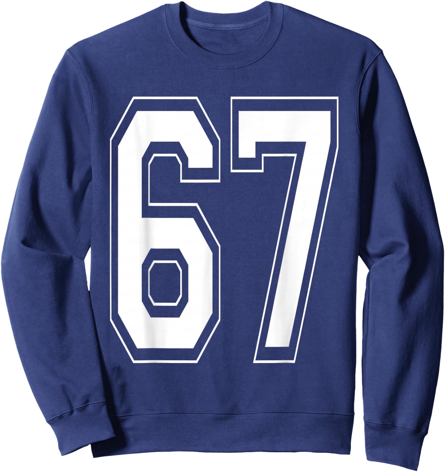 Number 67 Baseball Football Soccer Numbered Jersey Sweatshirt - Sweatshirt | Navy
