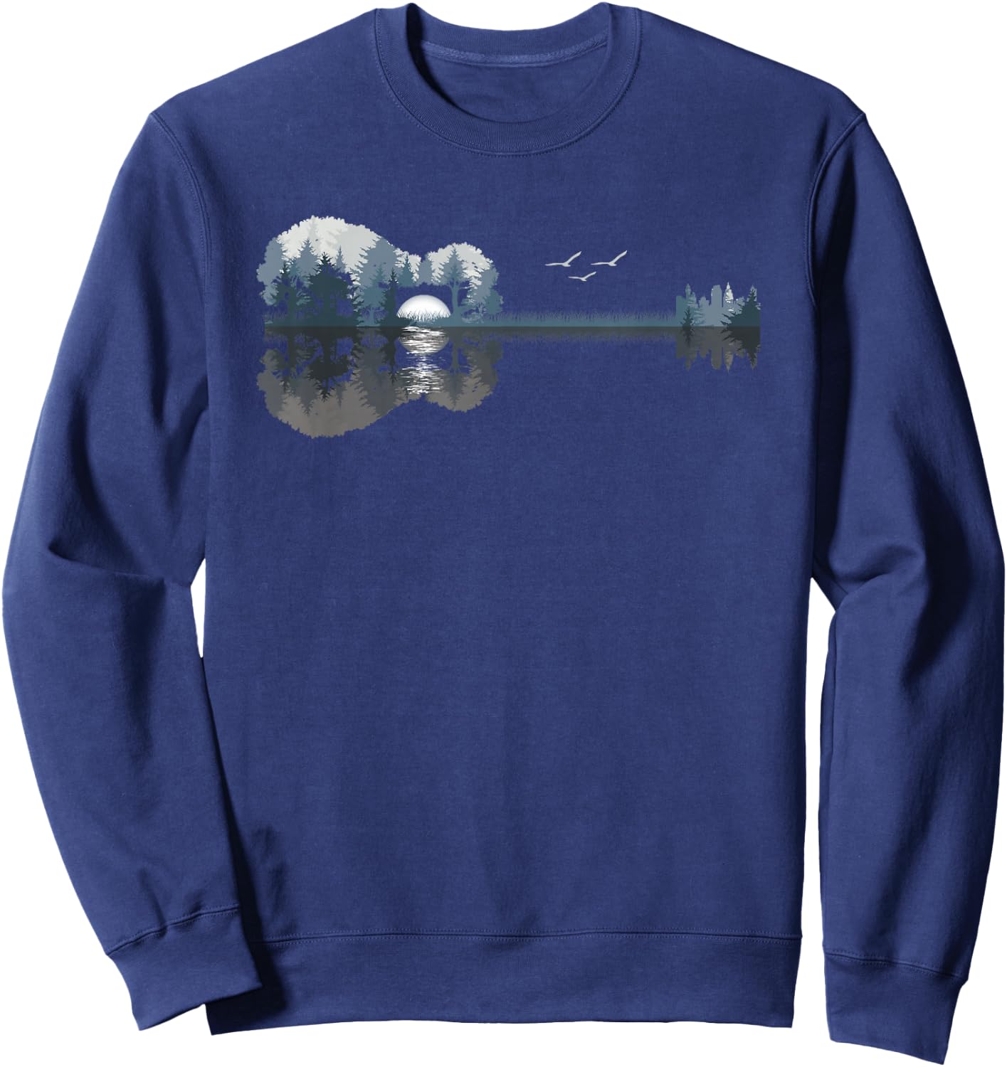 Acoustic Guitar Lake Music Guitarist Musician Men Women Sweatshirt - Sweatshirt | Navy