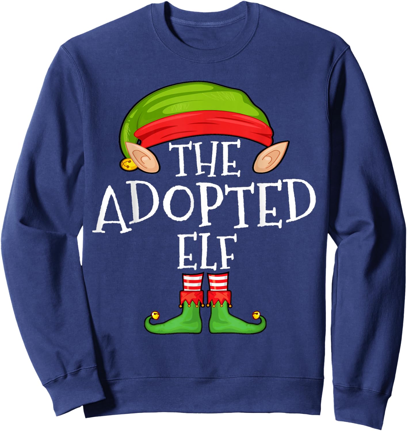 Xmas Adopted Elf Matching Shirt, Men Christmas Family Elf Sweatshirt - Sweatshirt | Navy