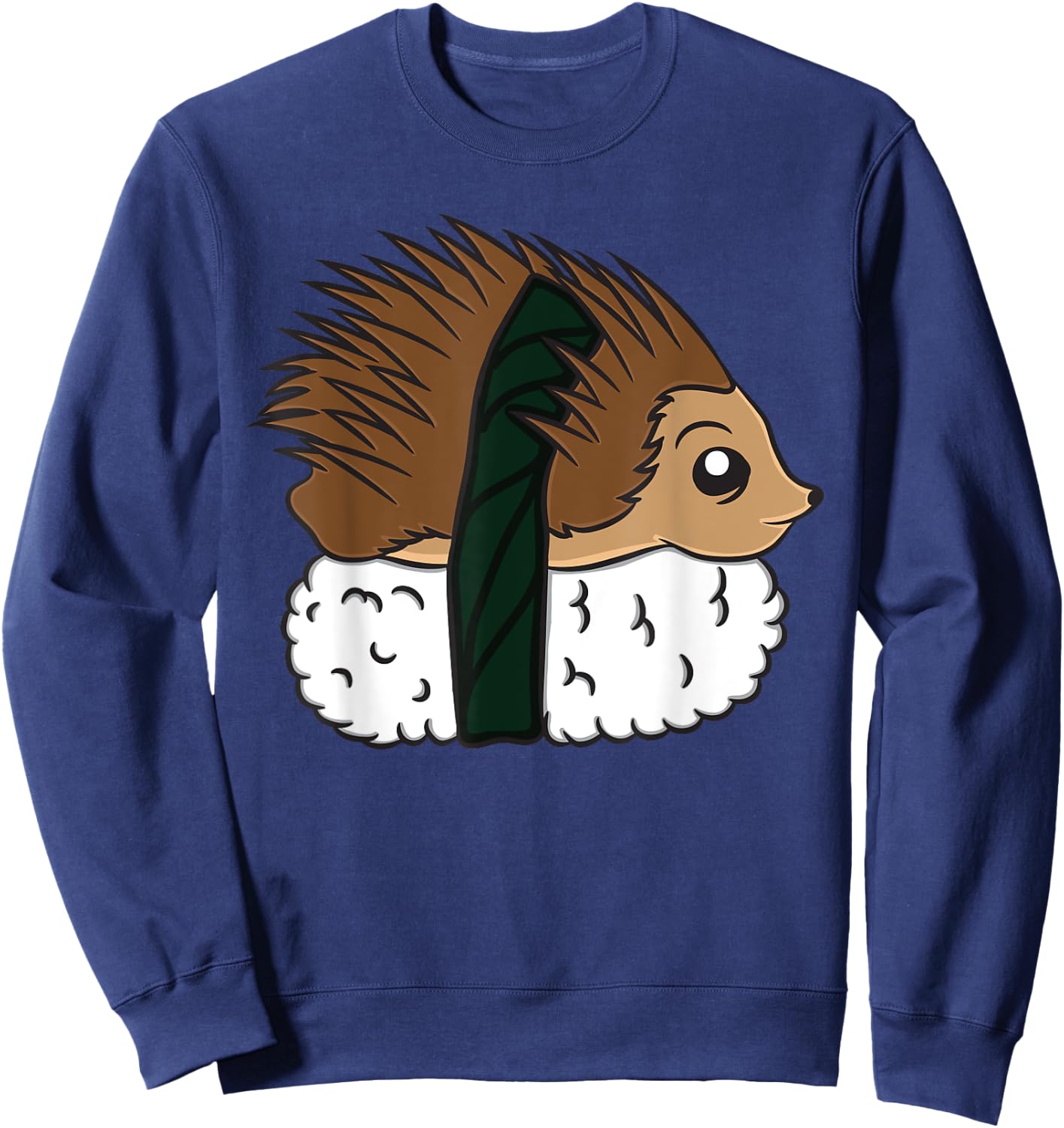 Funny Hedgehog Sushi Japanese Dish Safari Animal Gag Outfit Sweatshirt - Sweatshirt | Navy