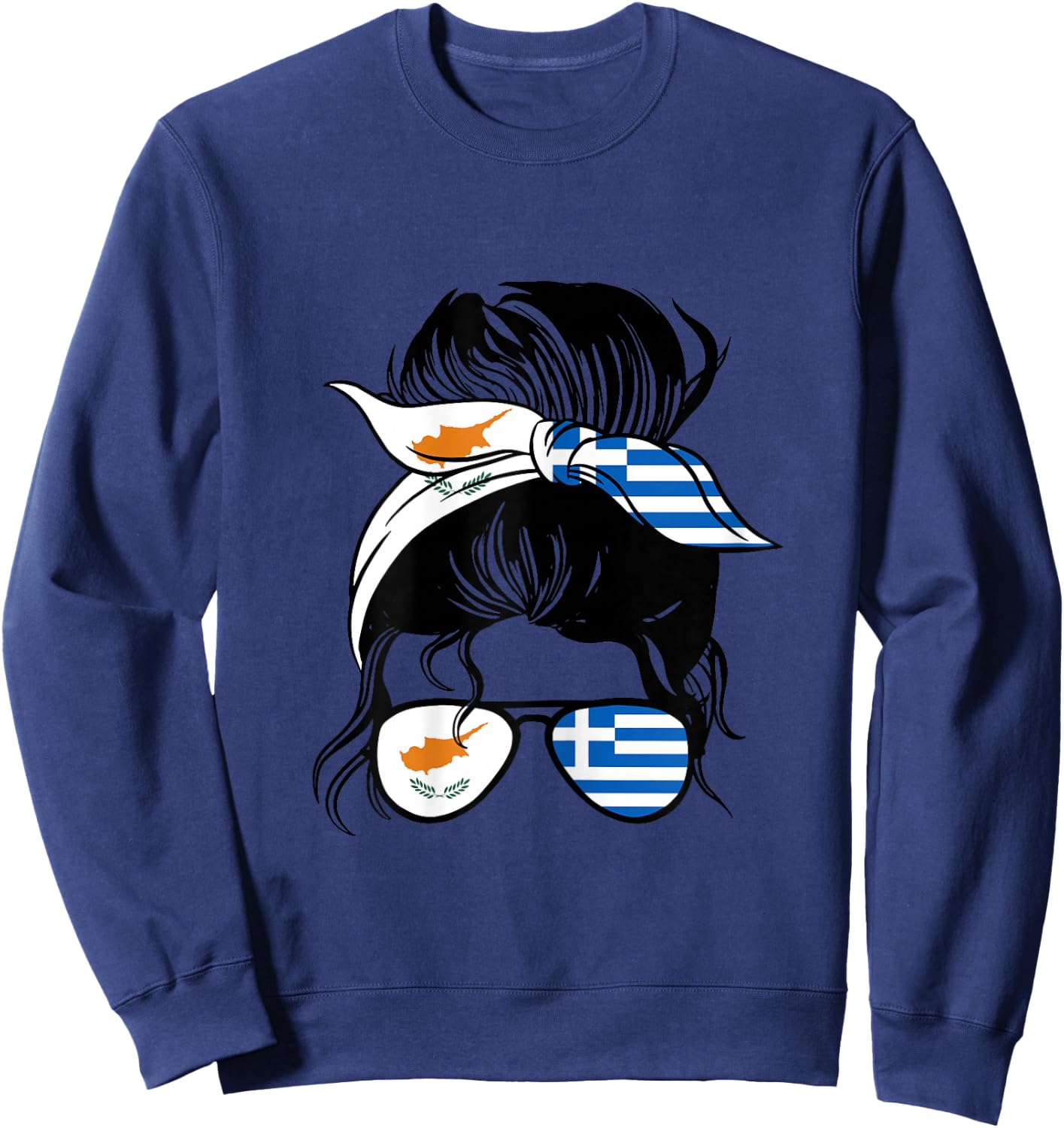 Half Cypriot half Greek Roots Cyprus and Greece Heritage Sweatshirt - Sweatshirt | Navy