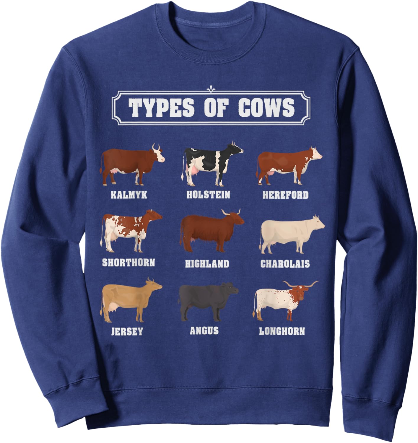 Types Of Cow & Cattle Ideas For Kids & Boys Farmer Costume Sweatshirt - Sweatshirt | Navy