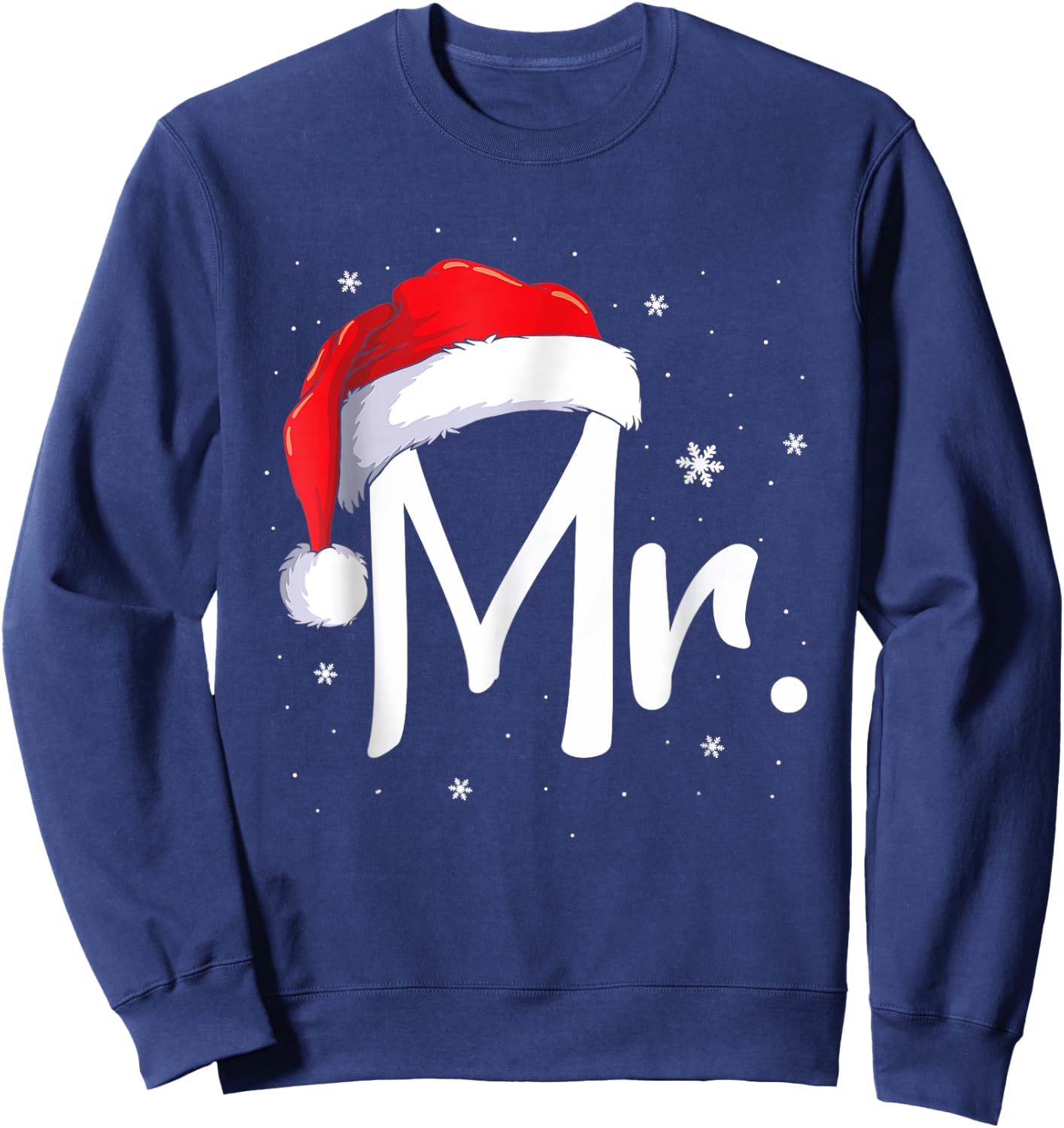 Mr and Mrs Claus Couples Matching Christmas Pajamas Santa Sweatshirt - Sweatshirt | Navy