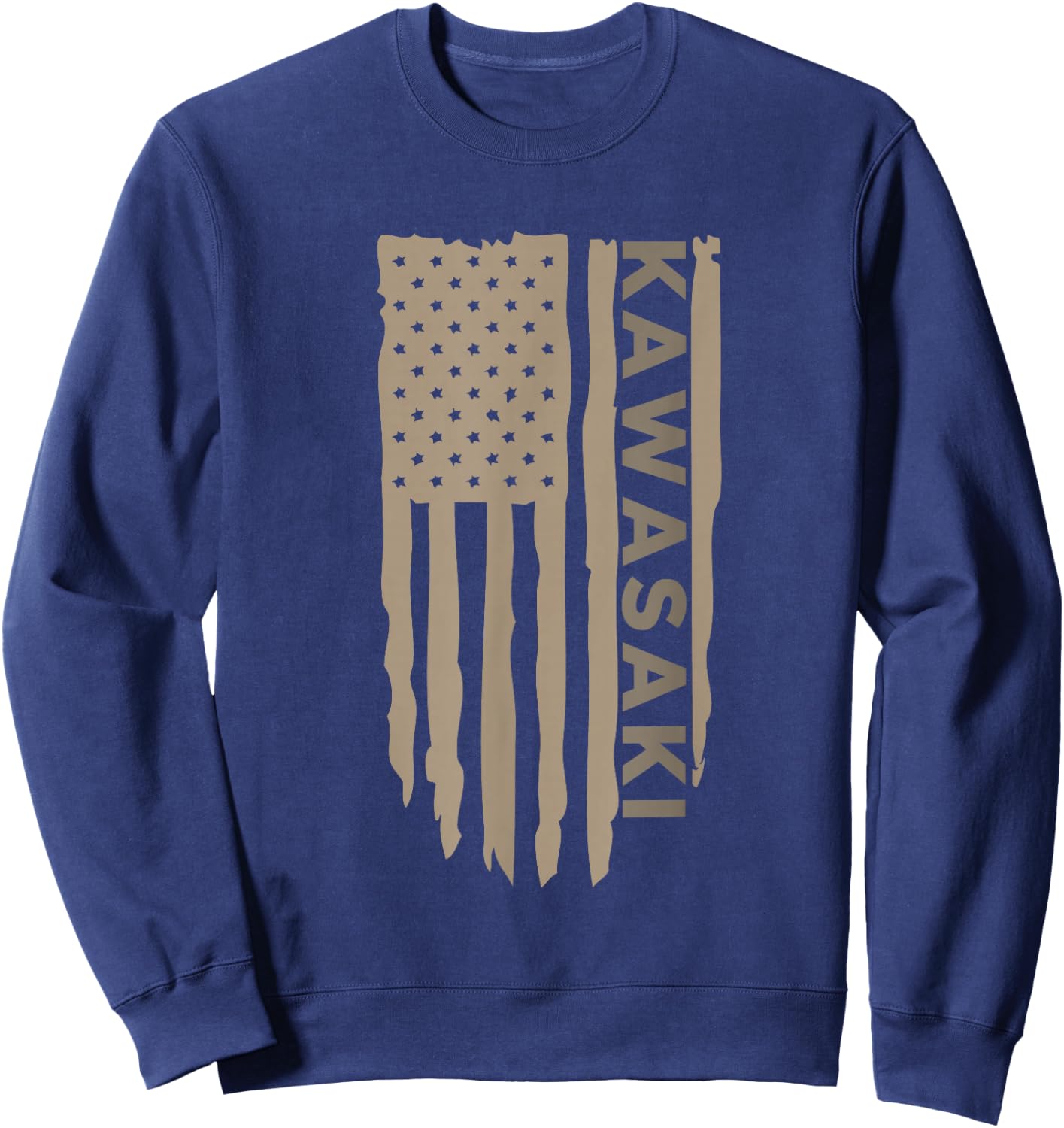 Wandering Wheels Men's Kawasaki American Flag Sweatshirt - Sweatshirt | Navy
