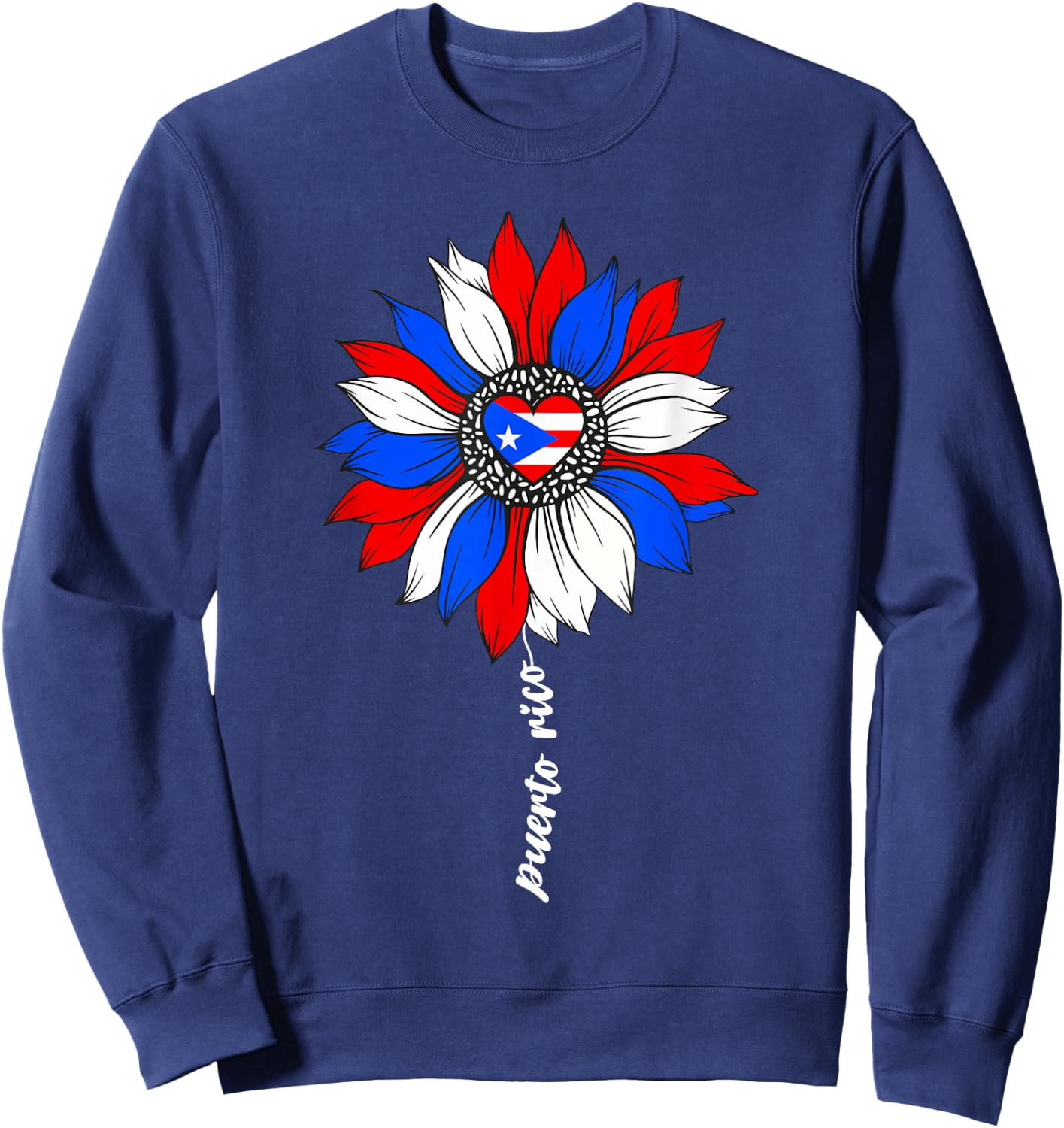 Puerto Rican Sunflower Heritage Puerto Rico PR Flag Boricua Sweatshirt - Sweatshirt | Navy