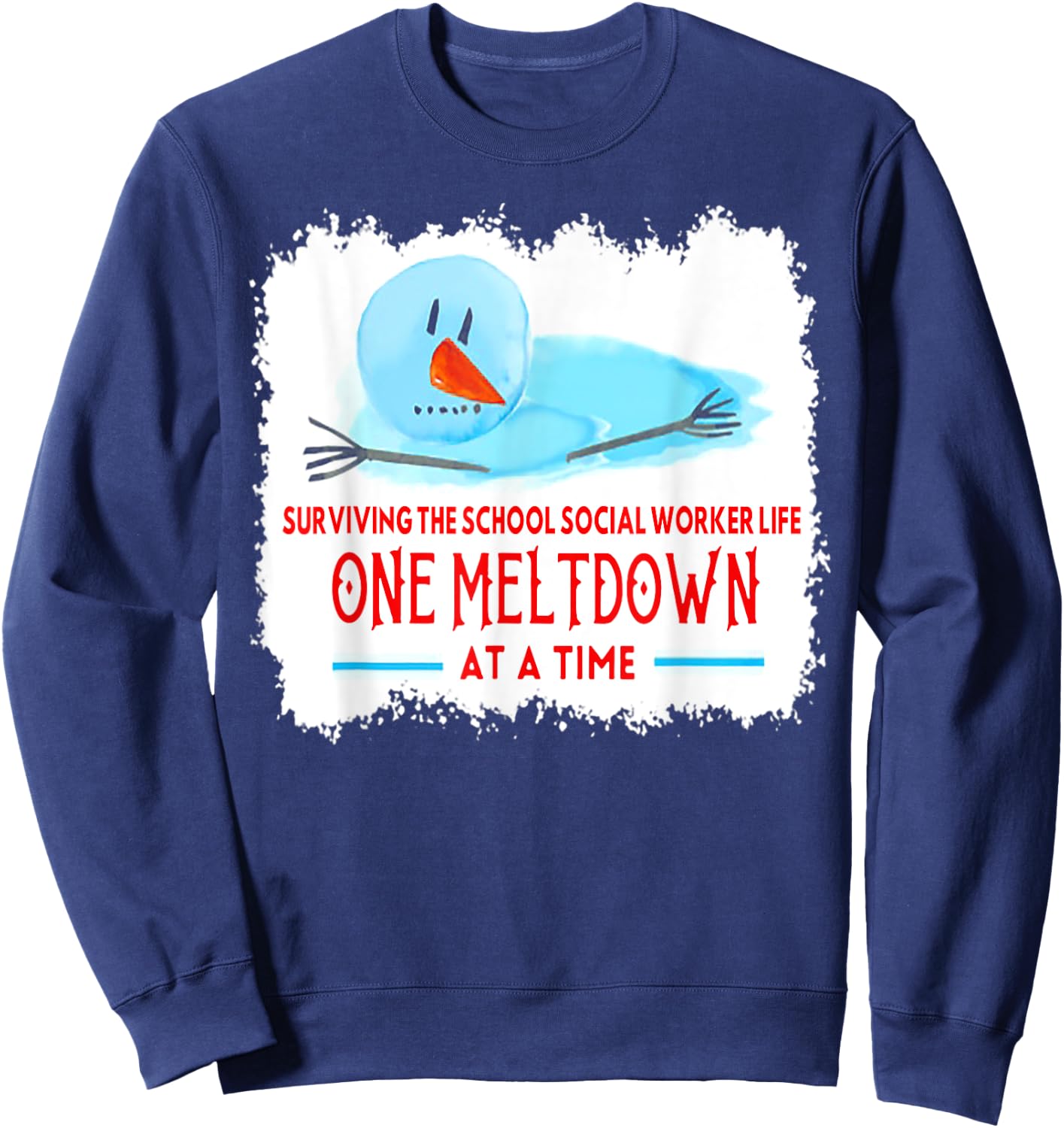 Surviving The School Social Worker Life Snowman Christmas Sweatshirt - Sweatshirt | Navy