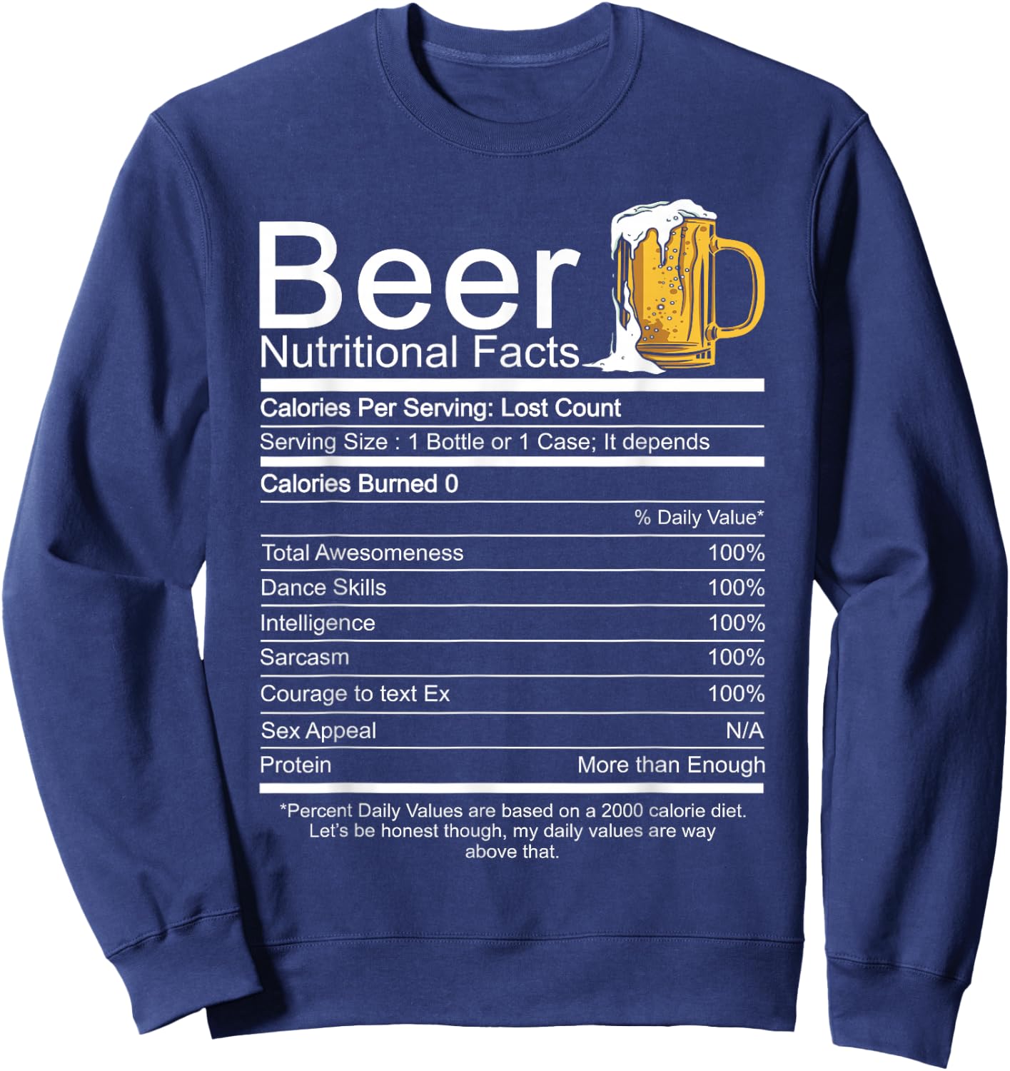 Beer Nutritional Facts Sweatshirt - Sweatshirt | Navy