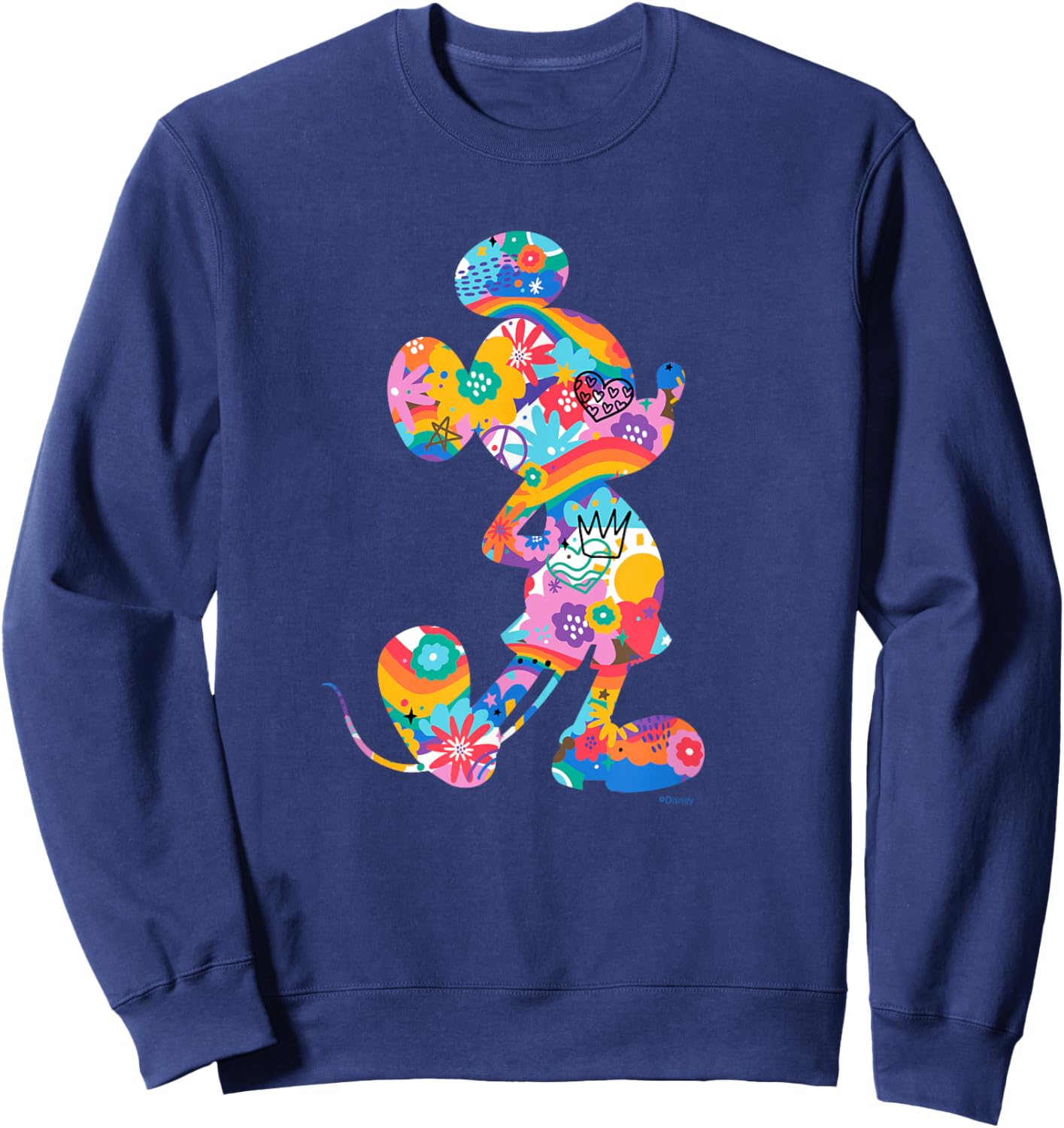 Disney Mickey Mouse Pride Pose Rainbow Icon Fill Doodles Sweatshirt - Sweatshirt | Navy